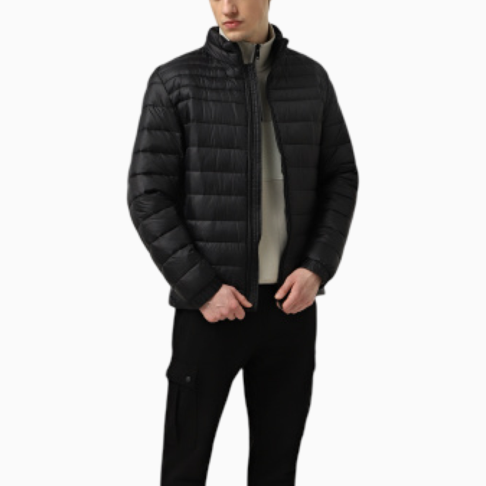 Мъжко черно яке Boss Men Jacket 50530822 Front View