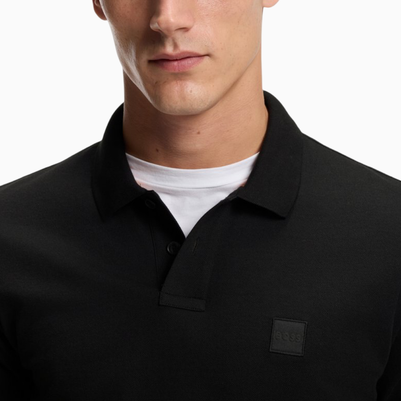 Мъжка черна поло тениска Boss Men Polo Passenger 50507803 001 Close-Up