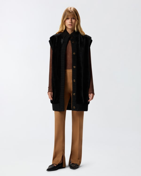 Дамски елек Women’s long vest in faux fur PINKO 105402A2PIZ99 Black lifestyle view