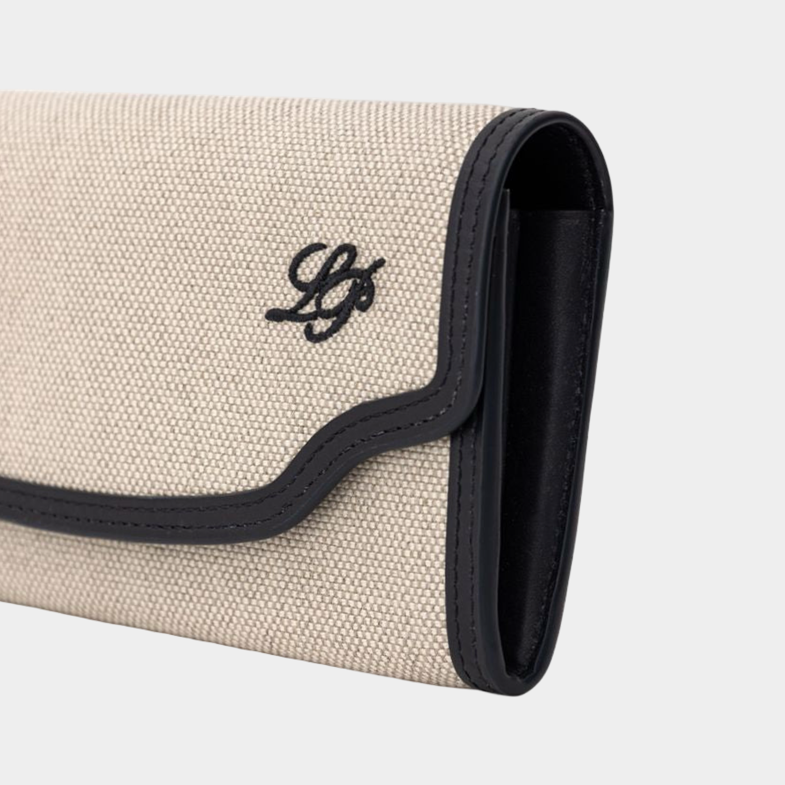 Loro Piana Beige Fabric And Leather Wallet 25MG17 Close-Up