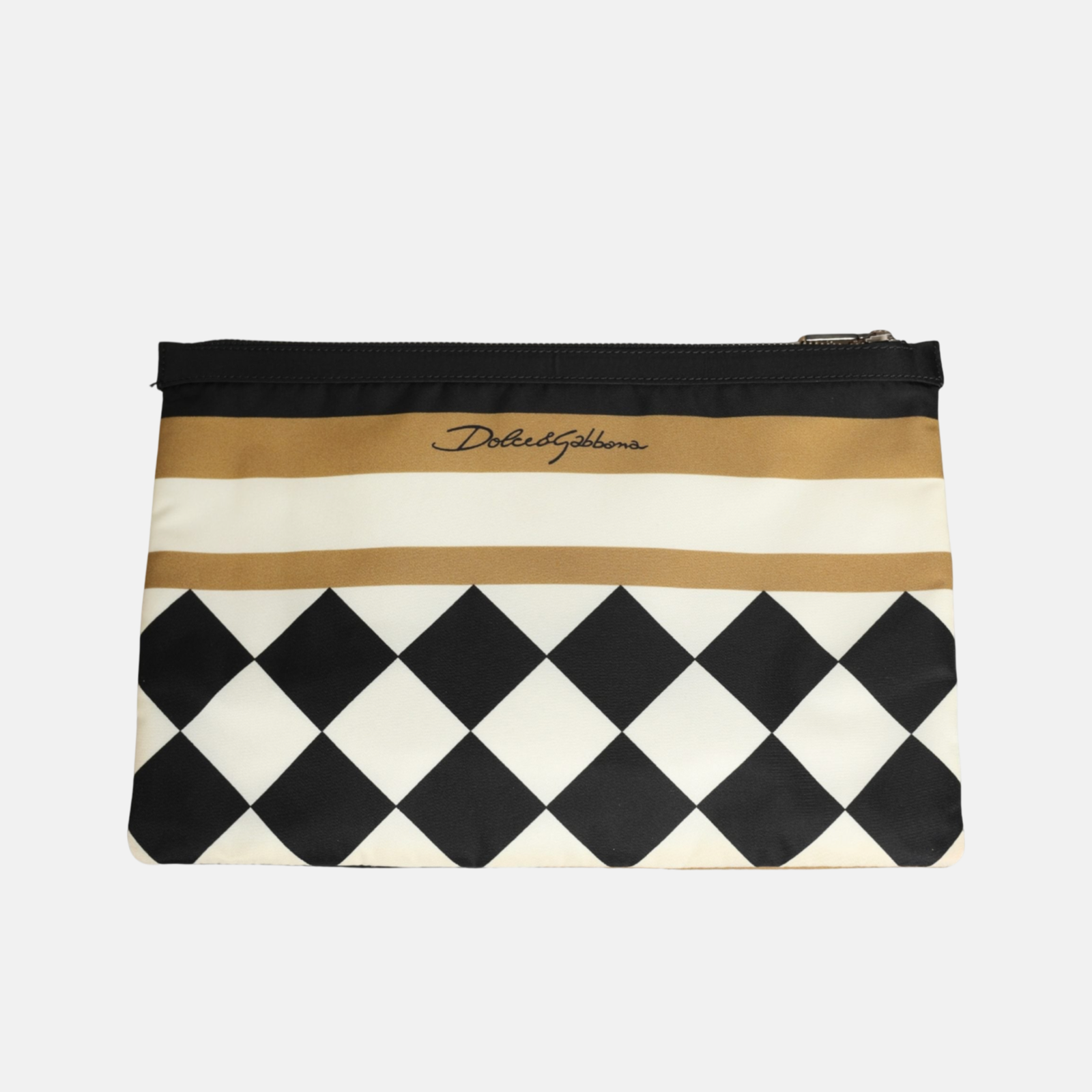 Dolce & Gabbana Checkered Logo Print Men Clutch Bag Back View