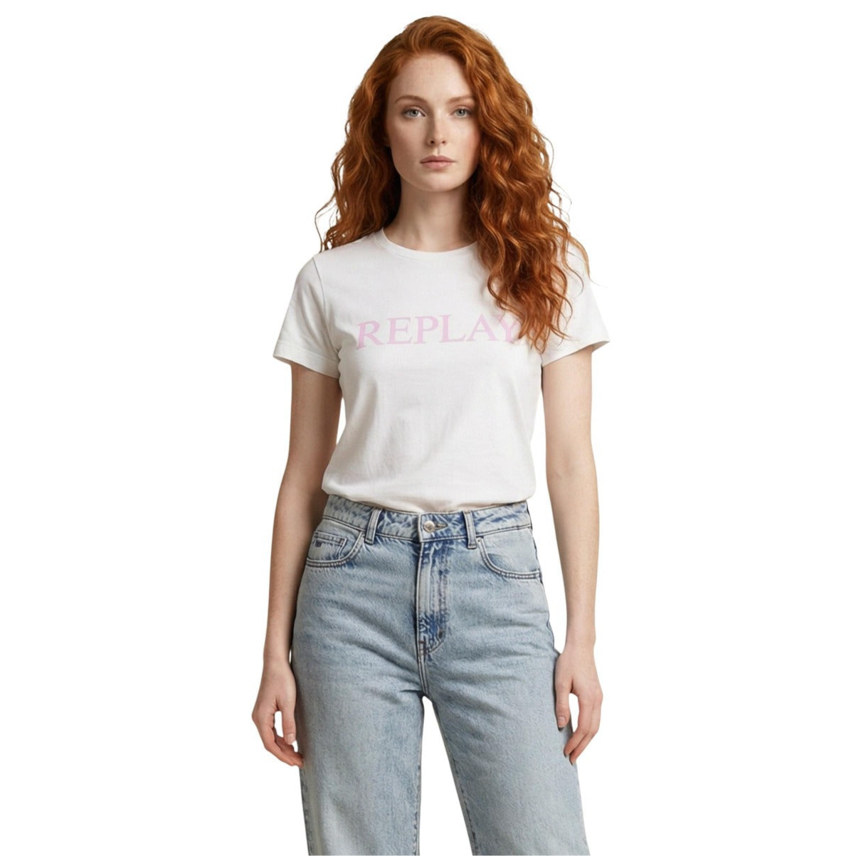 Дамска бяла тениска Replay Women T-shirt W3473B.000.2660 Front View