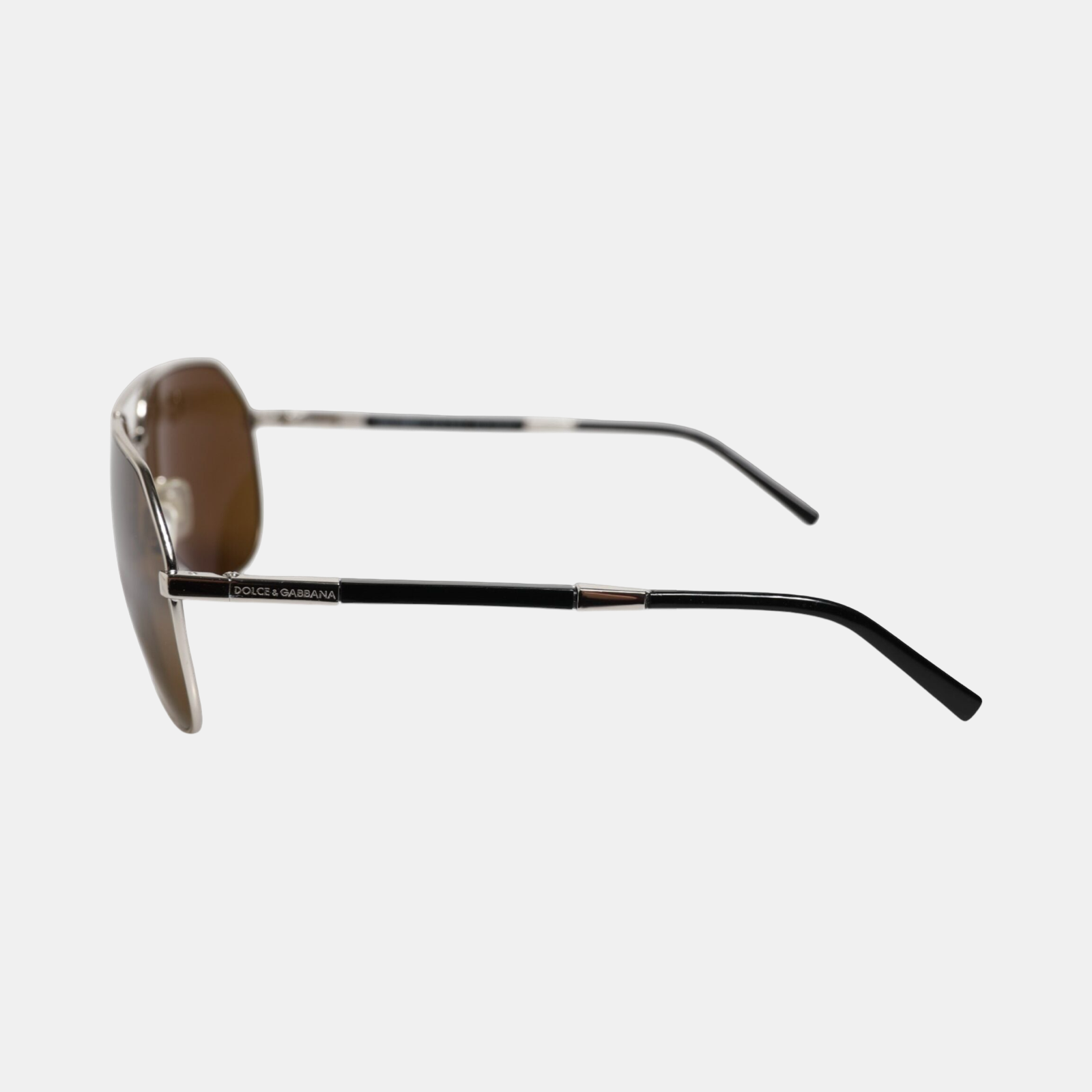 Dolce & Gabbana DG2073 Silver Steel Classic Pilot Brown Lens Sunglasses
