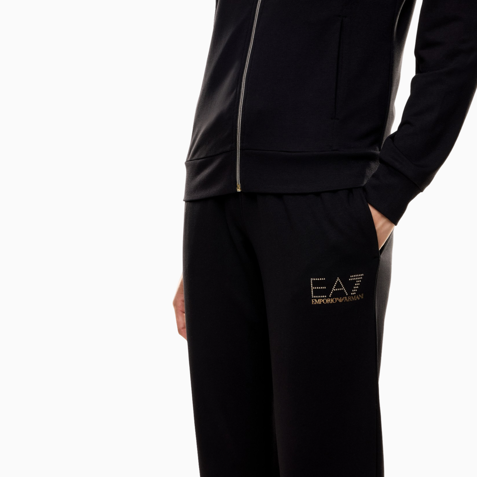 Дамски черен спортен екип EA7 Emporio Armani Women Tracksuit 8NTV51 TJ9RZ 1200 Close-Up