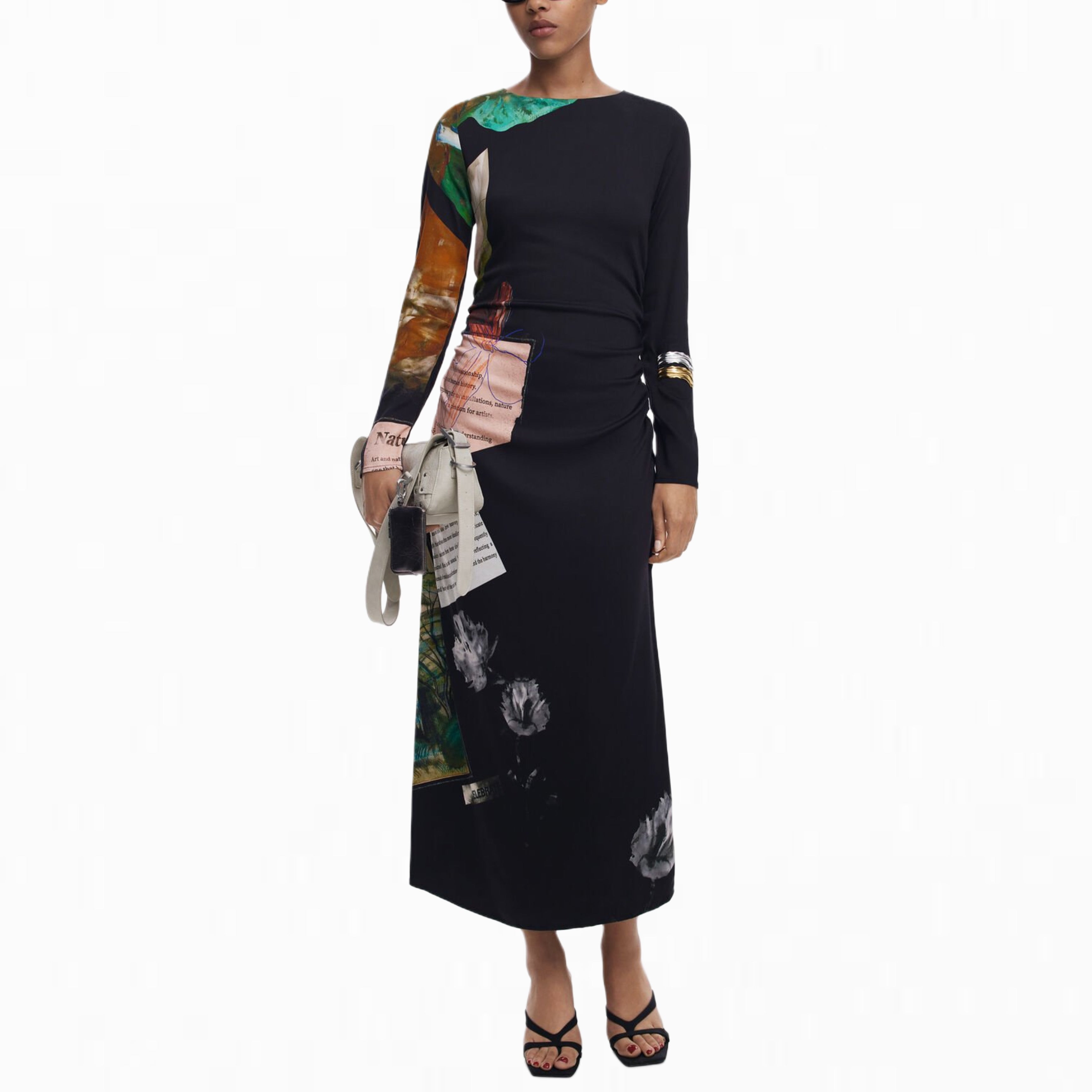 Дамска рокля Women’s asymmetrical dress Desigual 25WWVW082000S Black front view