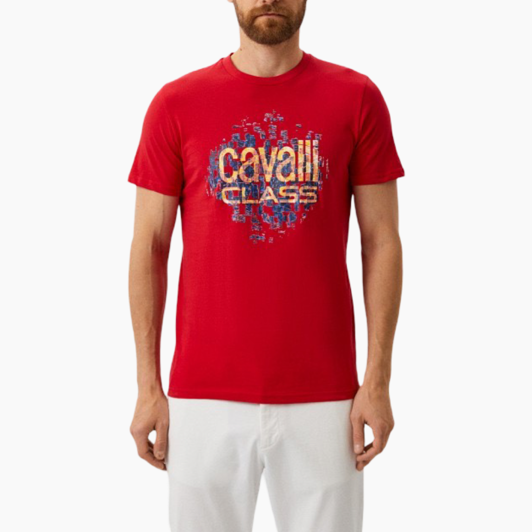 Мъжка червена тениска Cavalli Class QXT61X-JD060_ROSSO_2000