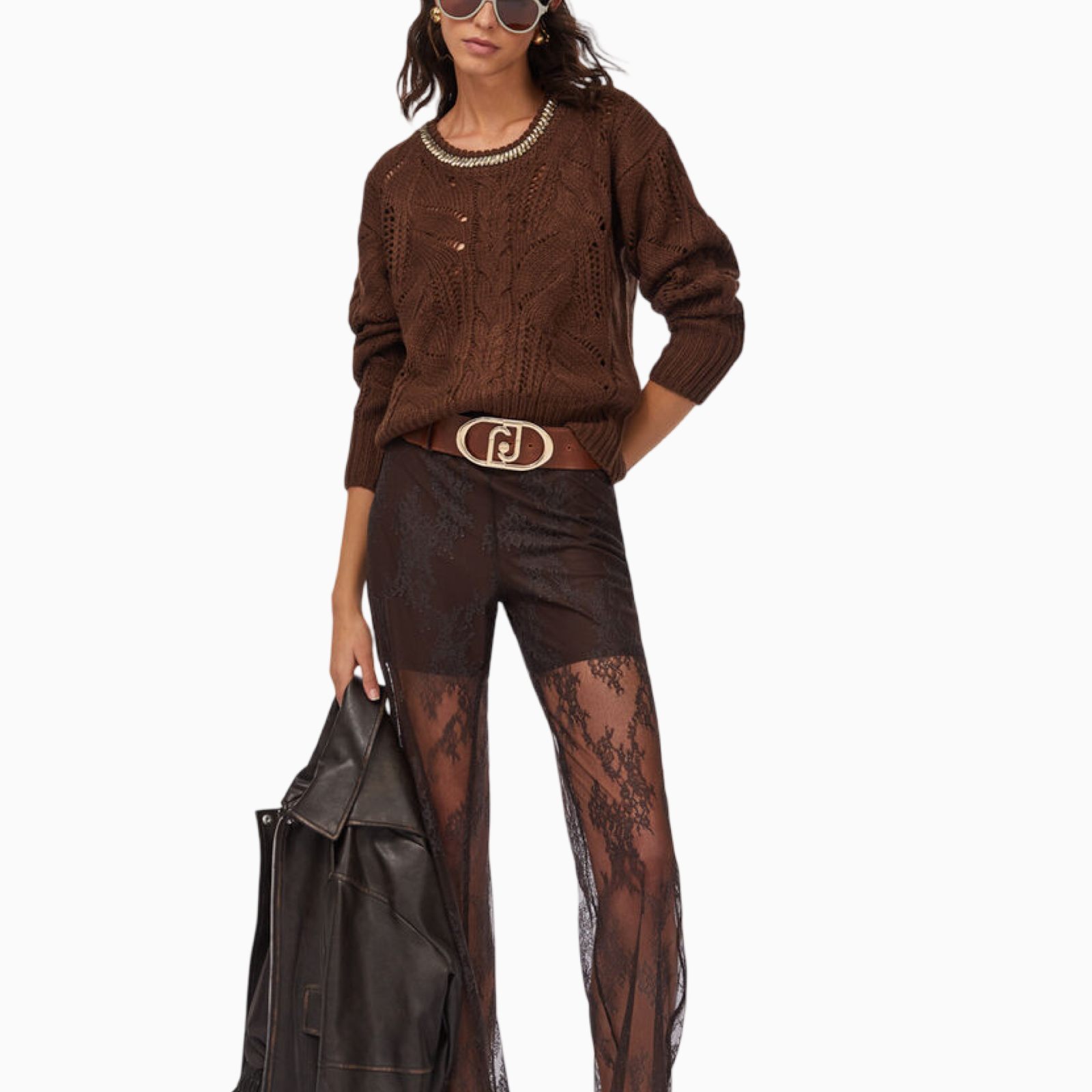 Дамски кафяв пуловер Liu Jo Sweater MF5452 MA37R Front View