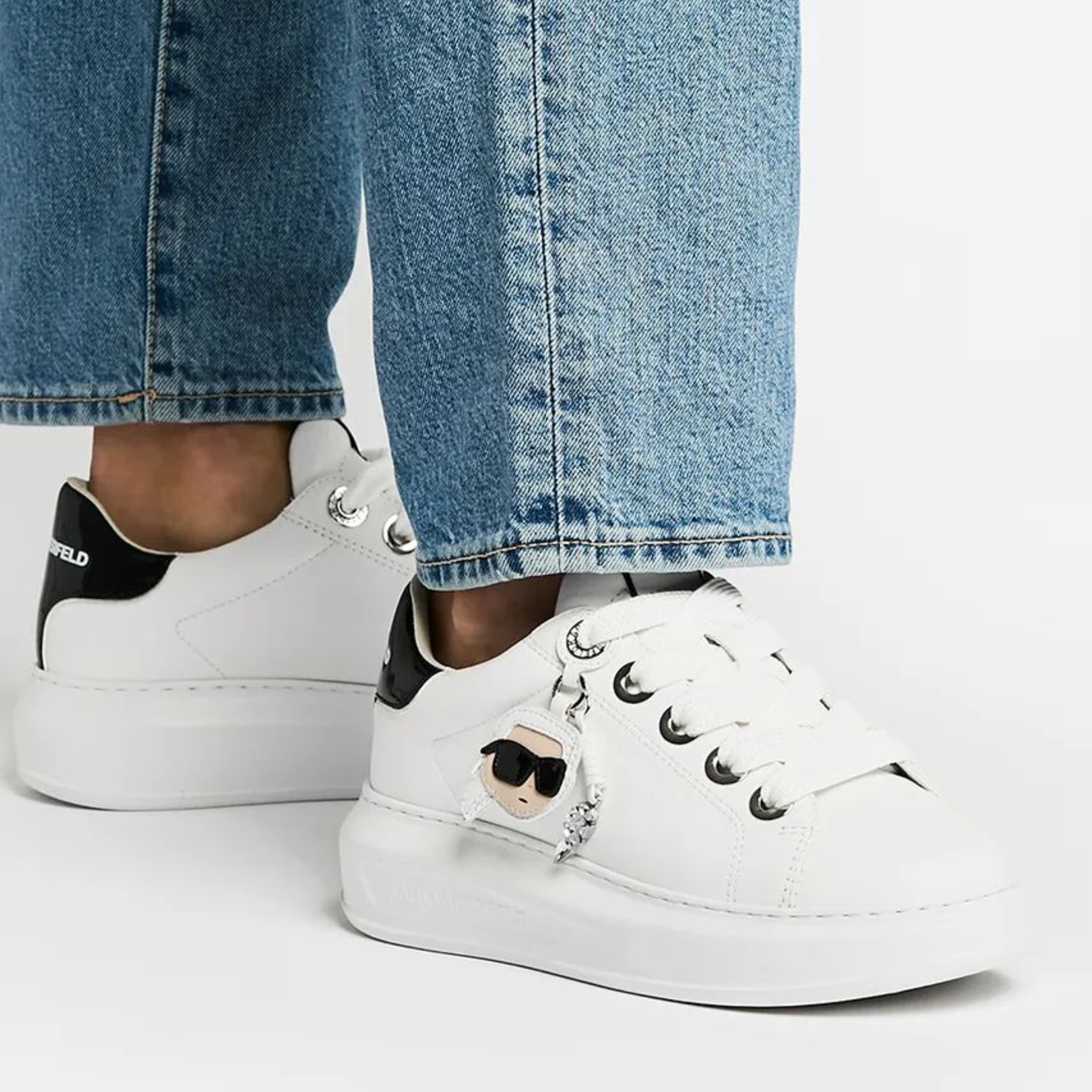 Дамски луксозни кецове от естествена кожа в бяло Women’s sneakers Karl Lagerfeld KAPRI KL62576T 011 White