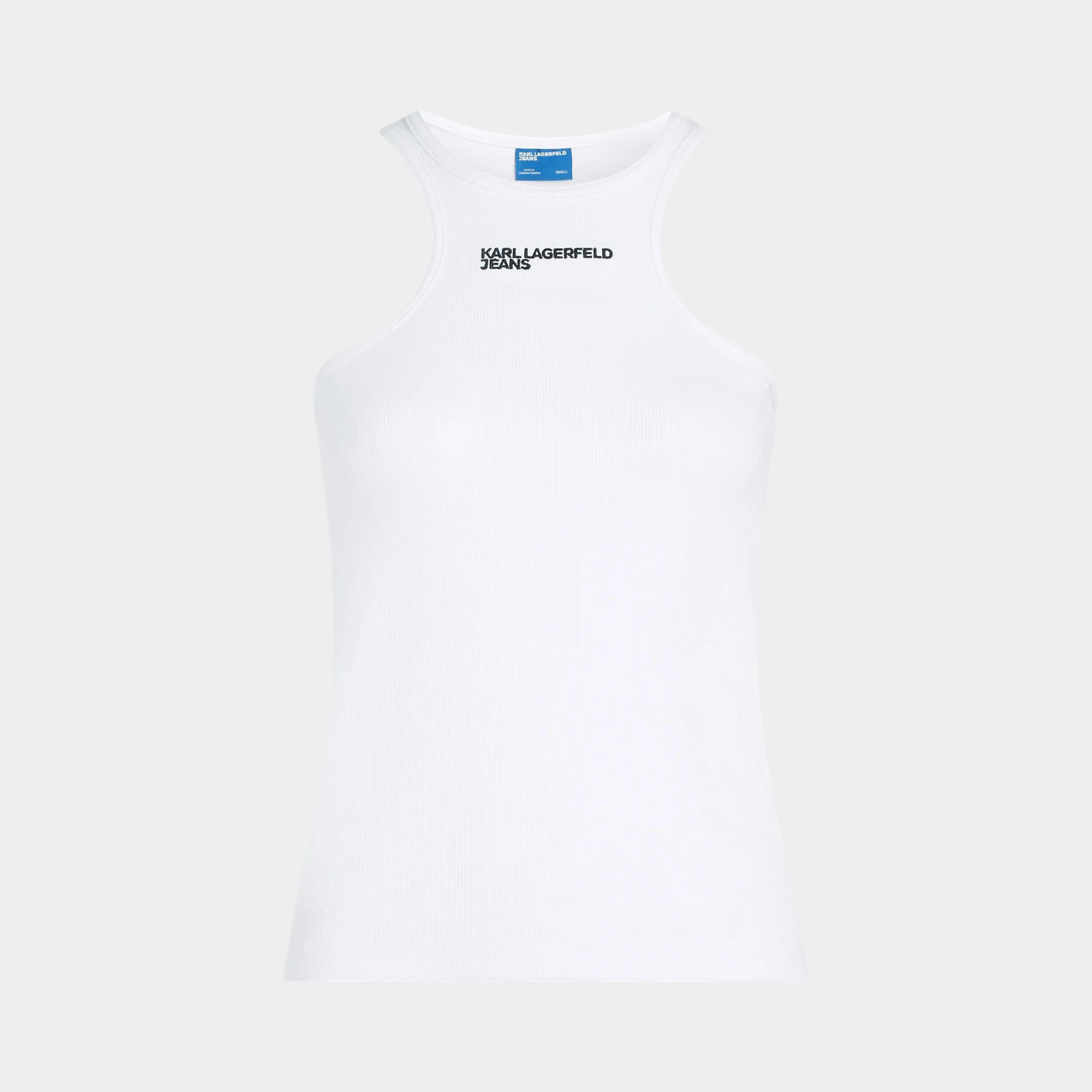 Дамски бял топ Karl Lagerfeld Jeans Ribbed Tank Top B2W17085 100 Front View