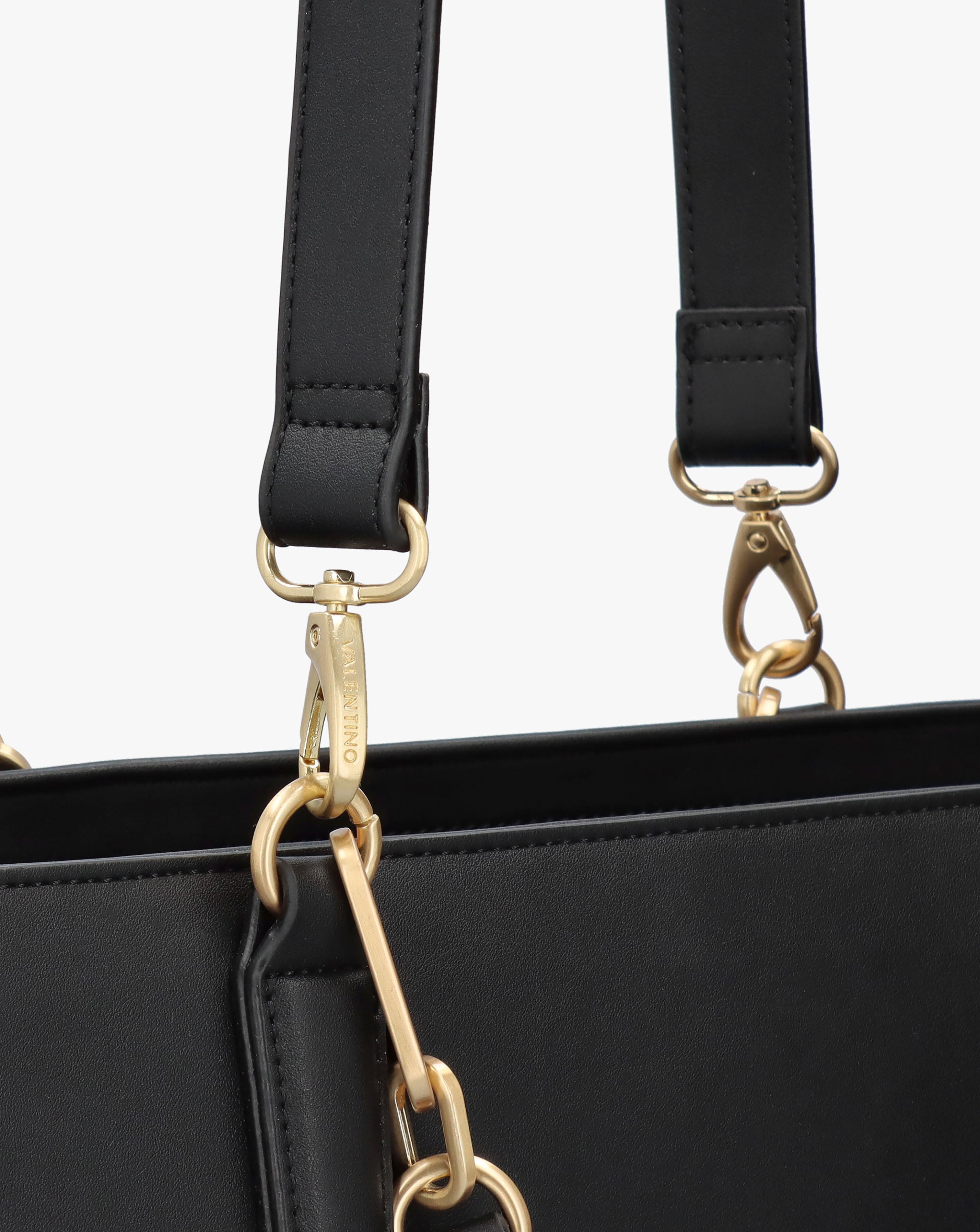 Дамска градска шопер чанта Valentino Princesa Black VBS7R106 в черно