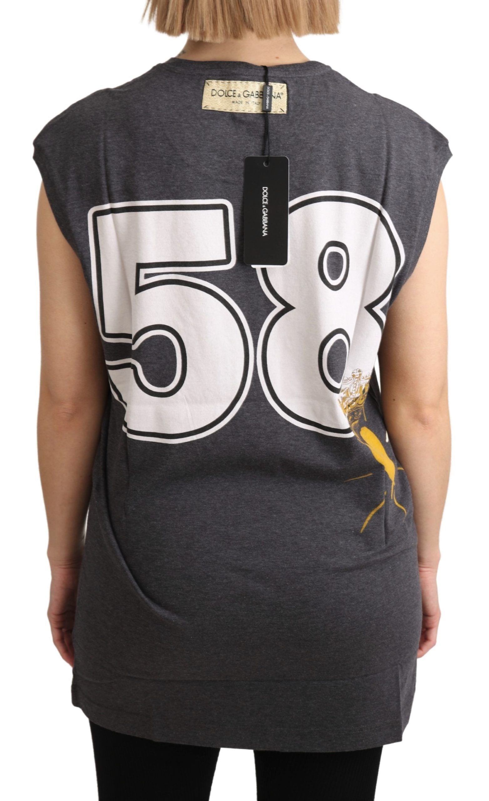 Dolce & Gabbana Елегантна сива тениска с капачка и ръкави