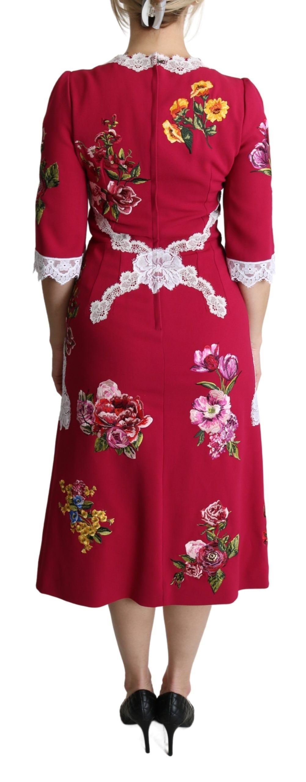 Миди рокля Dolce & Gabbana с бродирана флорална обвивка