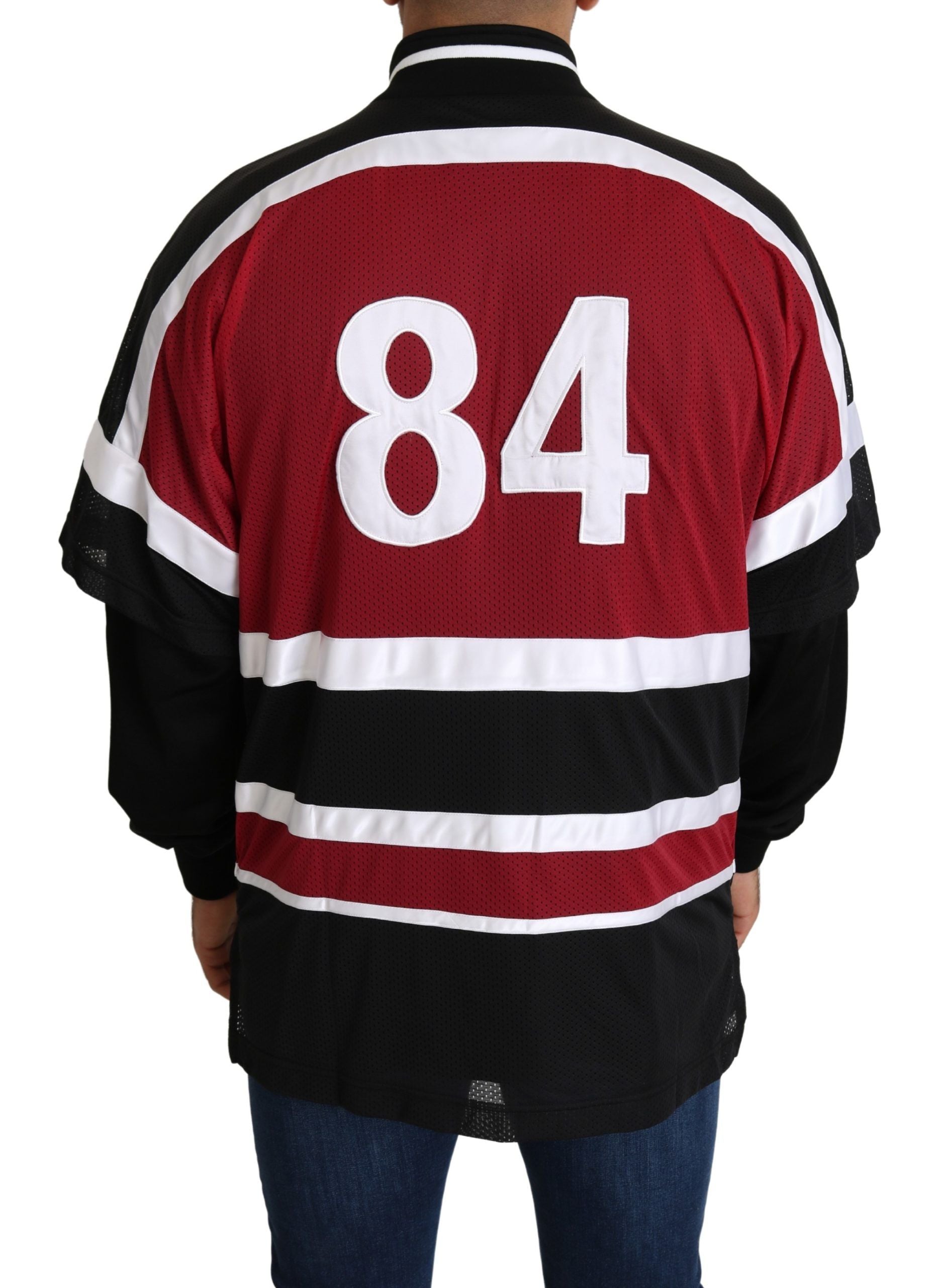 Елегантен пуловер с цял цип Dolce & Gabbana в черно и червено