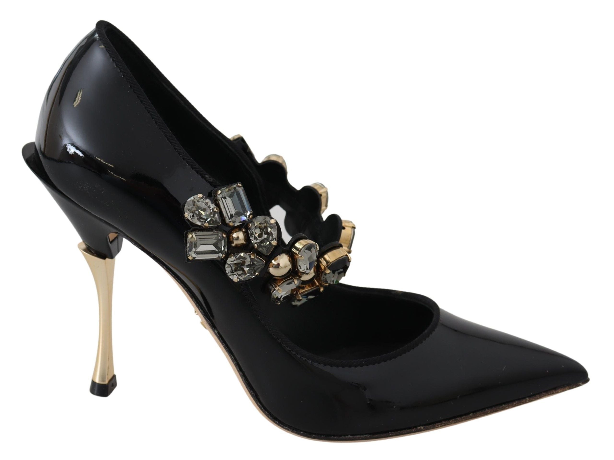 Dolce & Gabbana Елегантни черни кожени кристални обувки