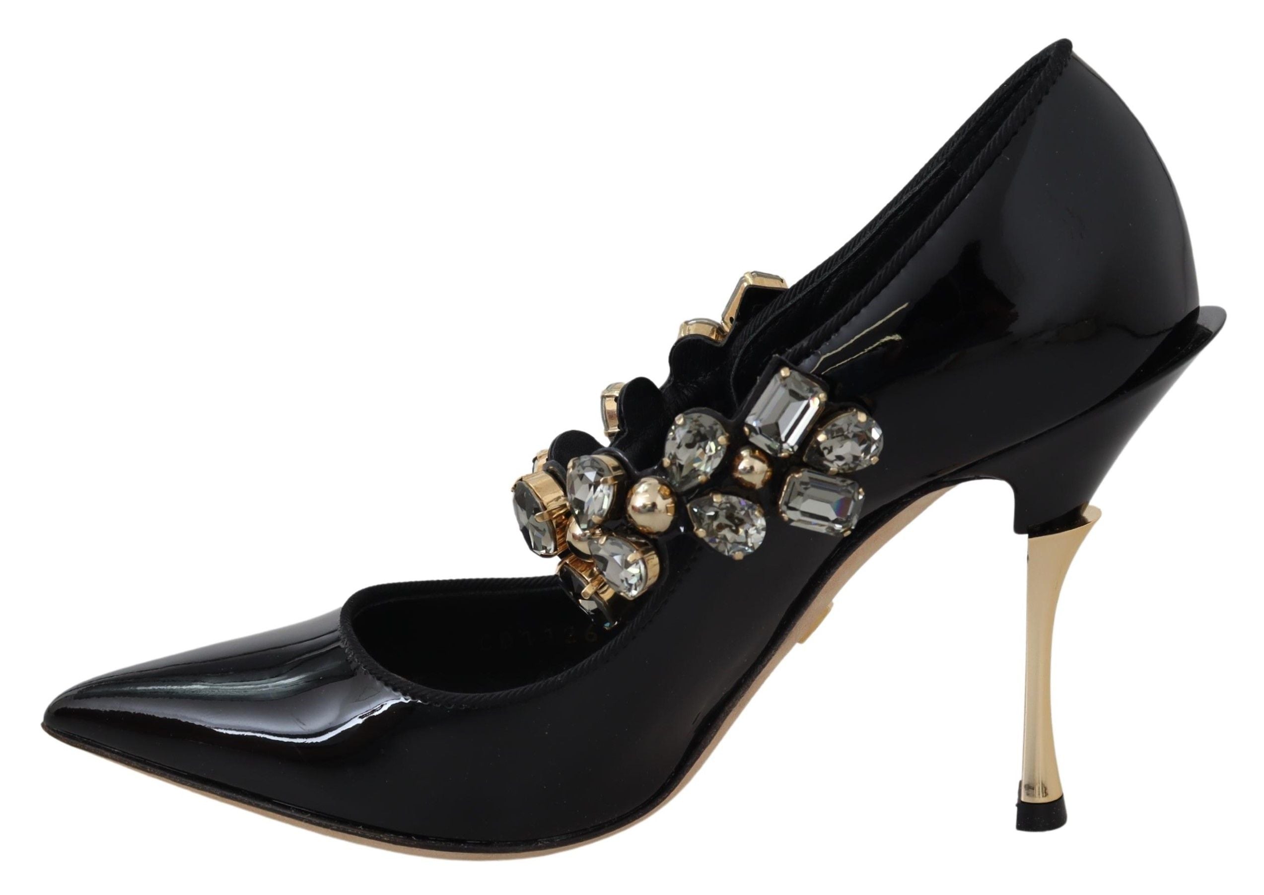 Dolce & Gabbana Елегантни черни кожени кристални обувки