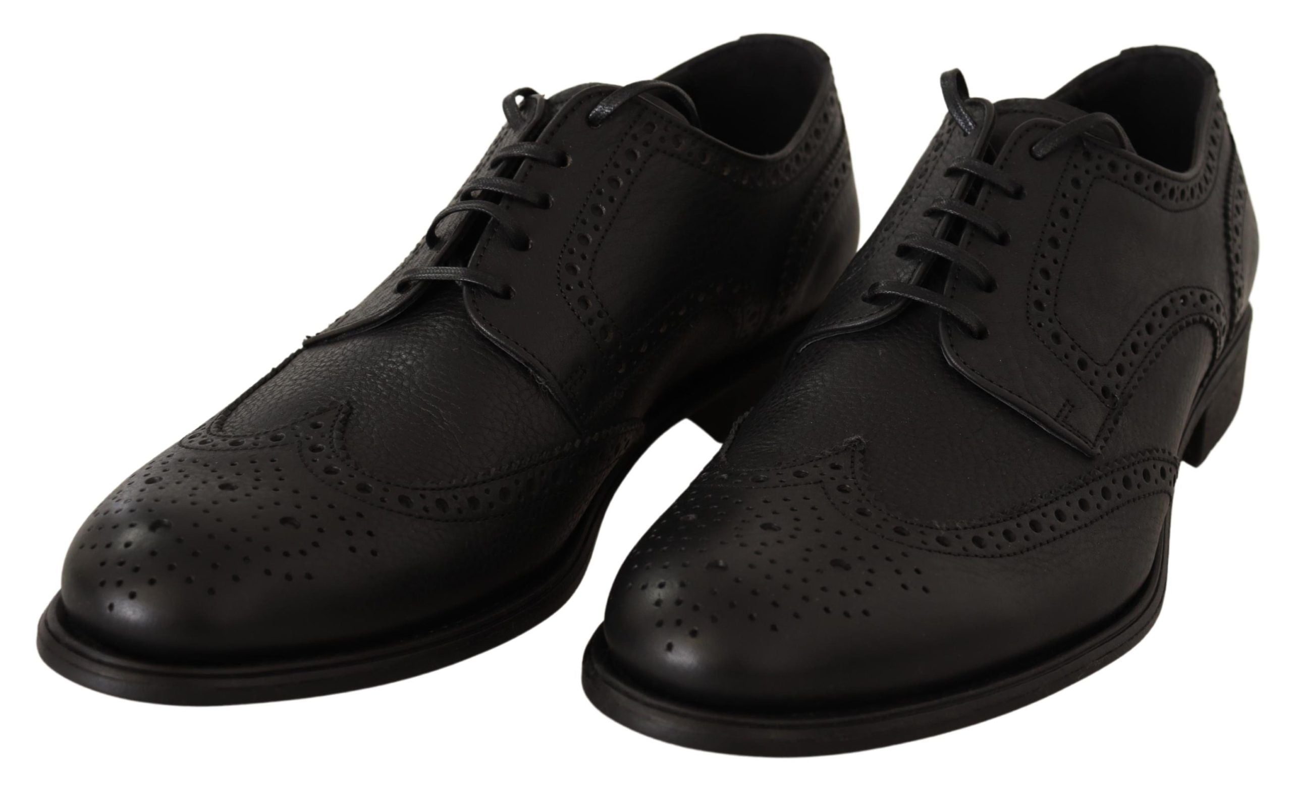 Dolce & Gabbana Елегантни черни кожени обувки дерби Wingtip