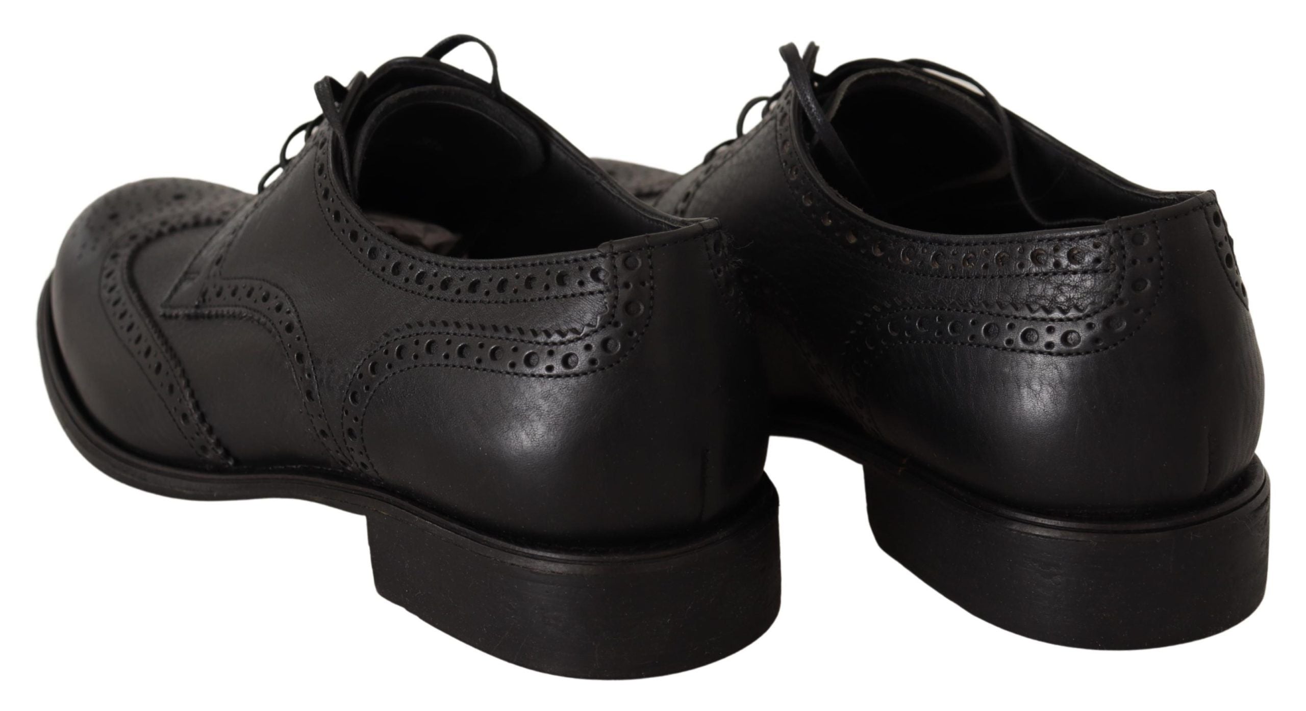 Dolce & Gabbana Елегантни черни кожени обувки дерби Wingtip