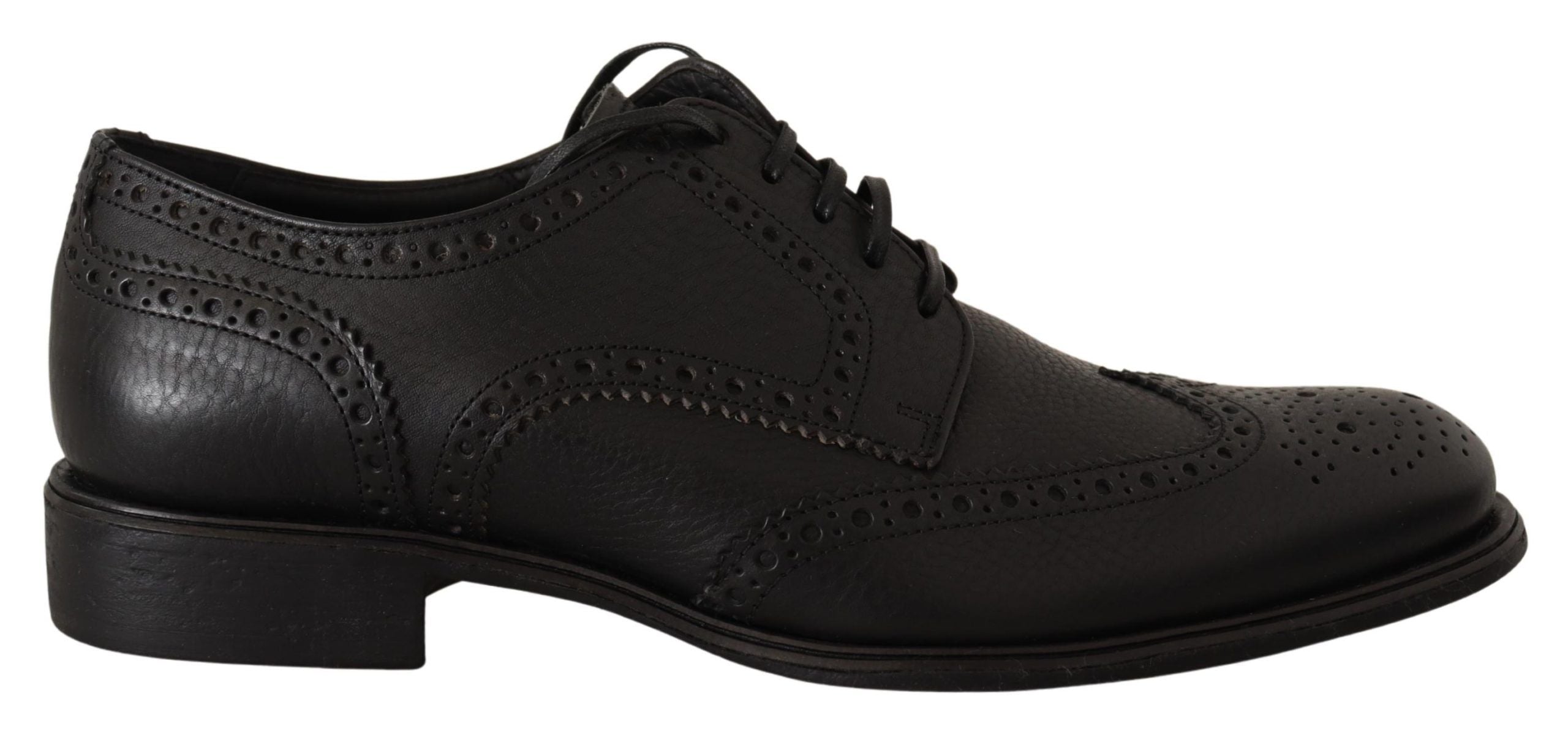 Dolce & Gabbana Елегантни черни кожени обувки дерби Wingtip