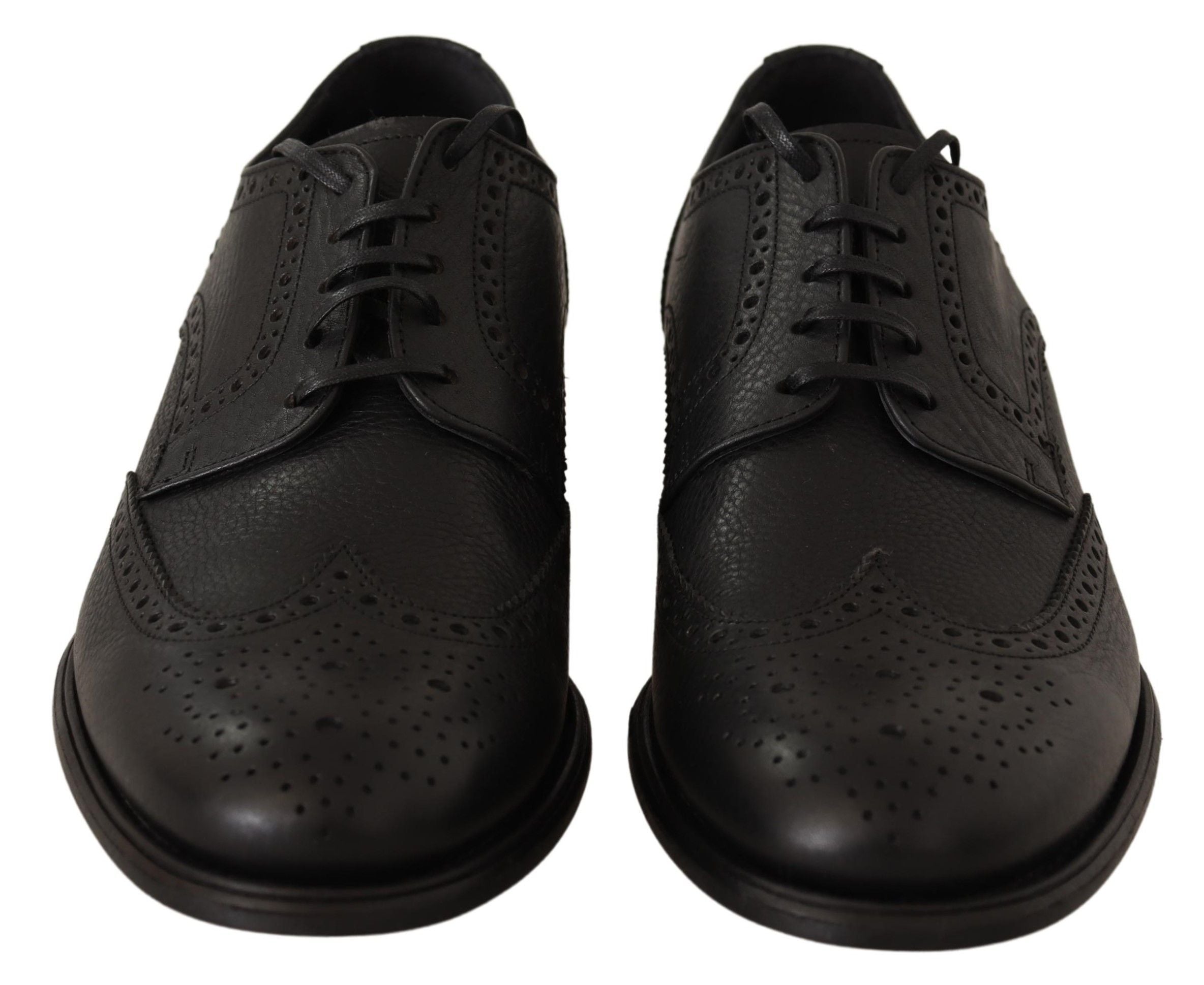 Dolce & Gabbana Елегантни черни кожени обувки дерби Wingtip