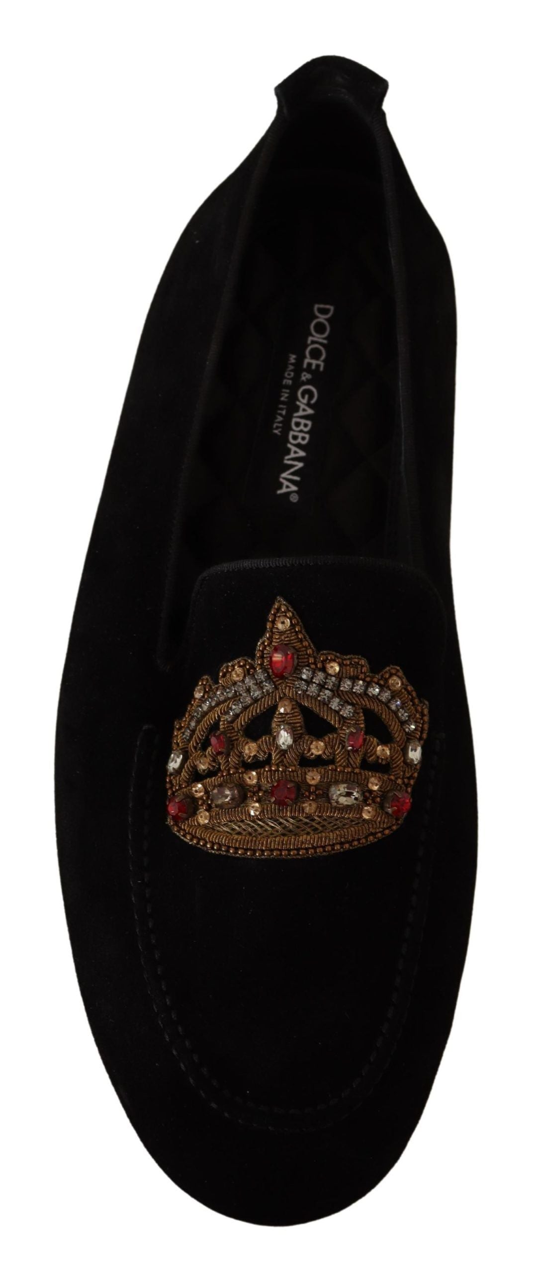 Dolce & Gabbana Елегантни черни кожени мокасини със златна бродерия