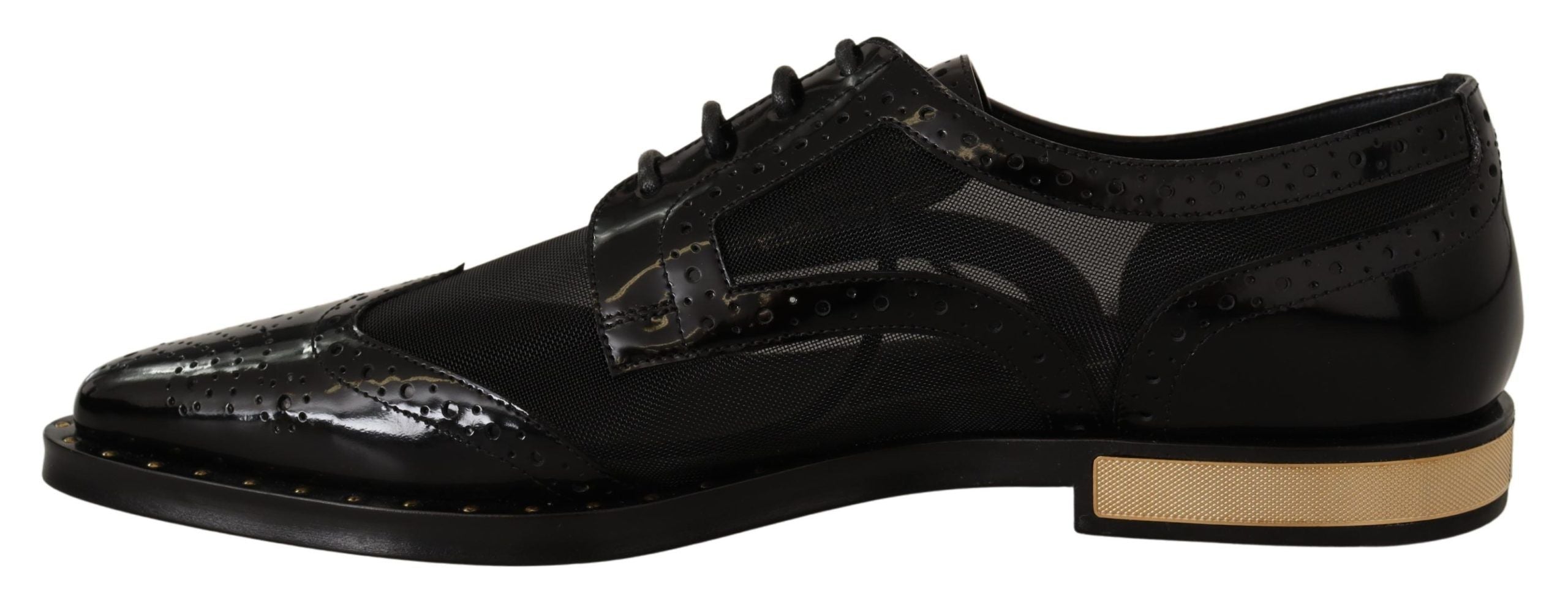 Dolce & Gabbana Елегантни черни Оксфордски панталони със златни гарнитури