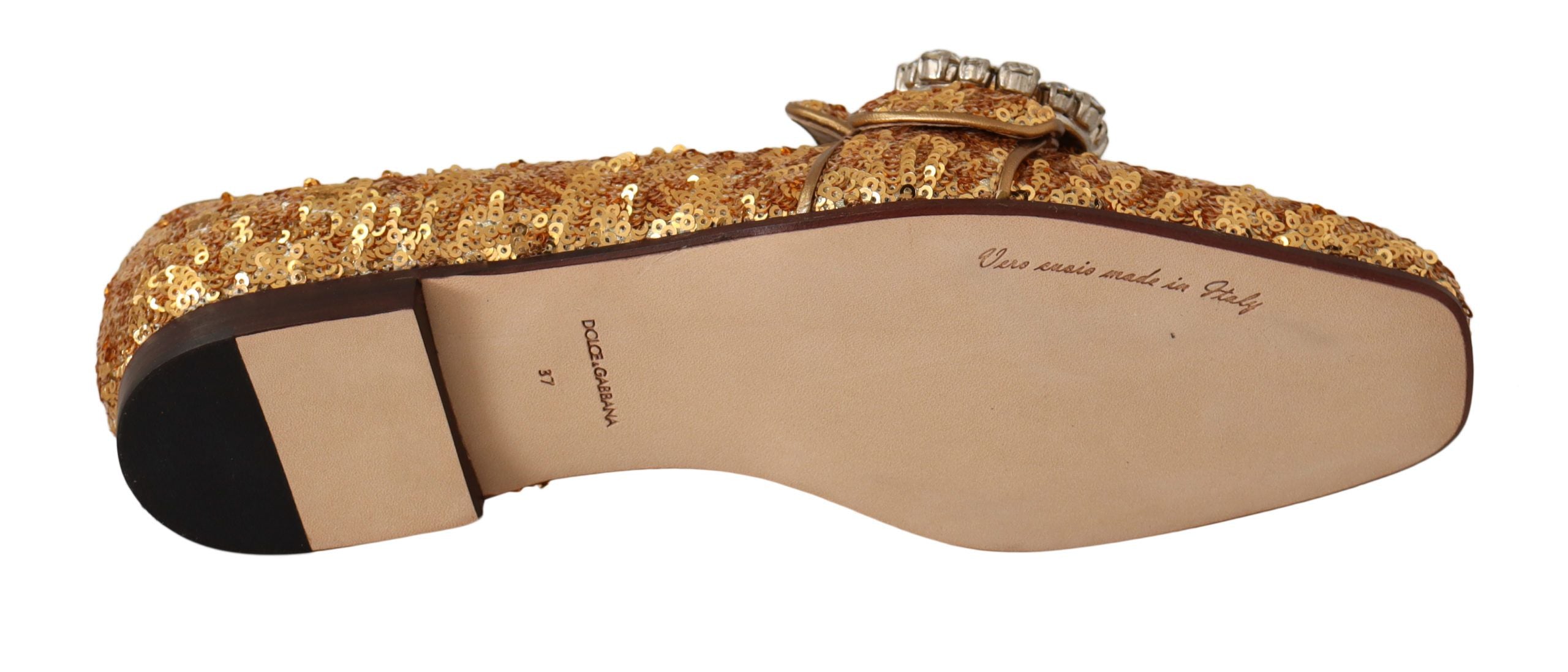 Dolce & Gabbana Елегантни кристални обувки със златни пайети