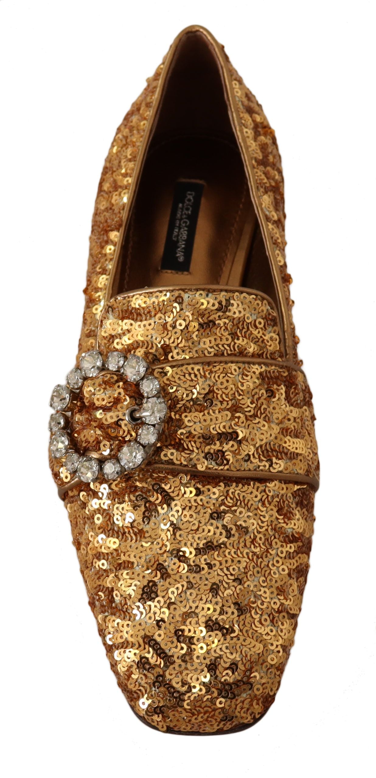 Dolce & Gabbana Елегантни кристални обувки със златни пайети