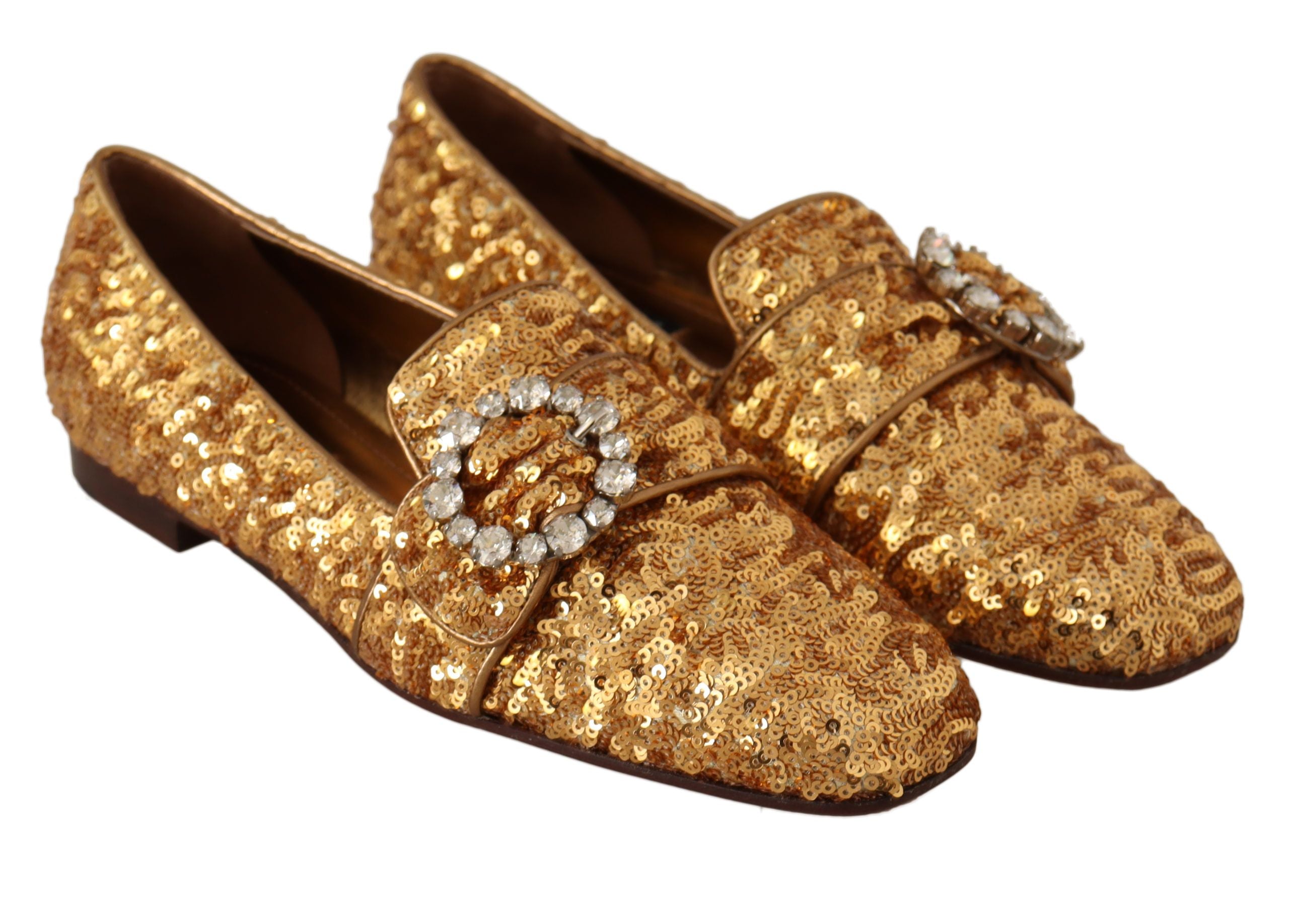 Dolce & Gabbana Елегантни кристални обувки със златни пайети