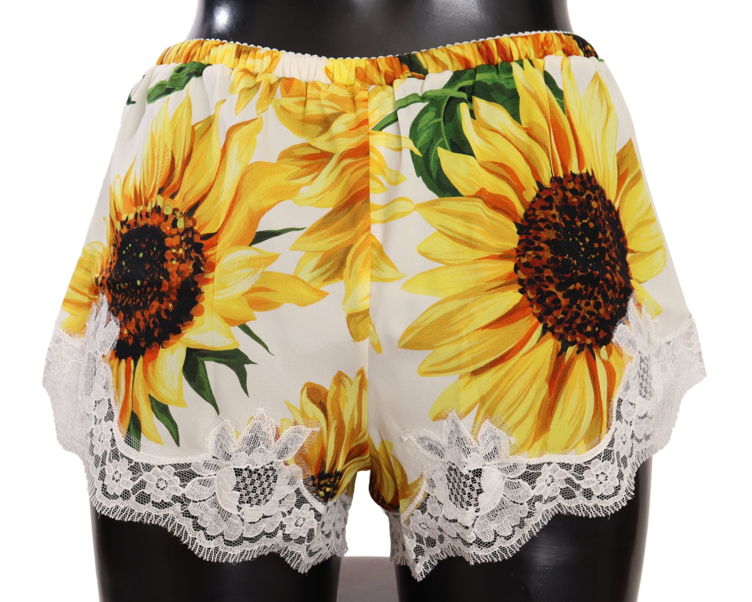 Dolce & Gabbana Слънчогледово дантелено бельо Shorts - копринена смес