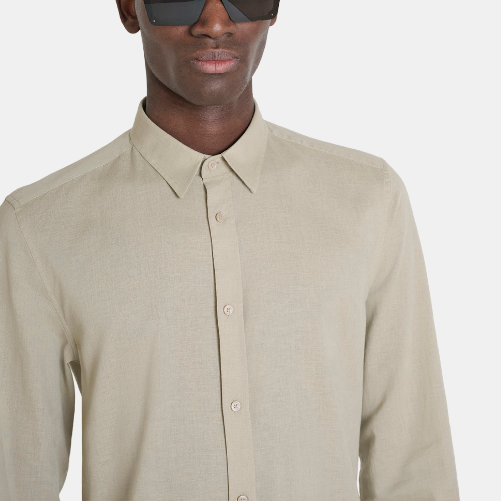 Мъжка бежова ленена риза Antony Morato MMSL00759-FA401074 Close-Up