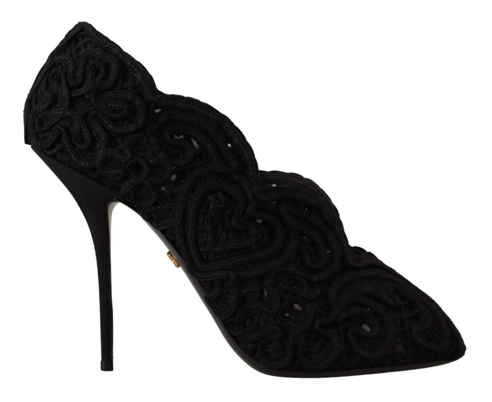 Dolce & Gabbana Елегантни черни дантелени високи обувки