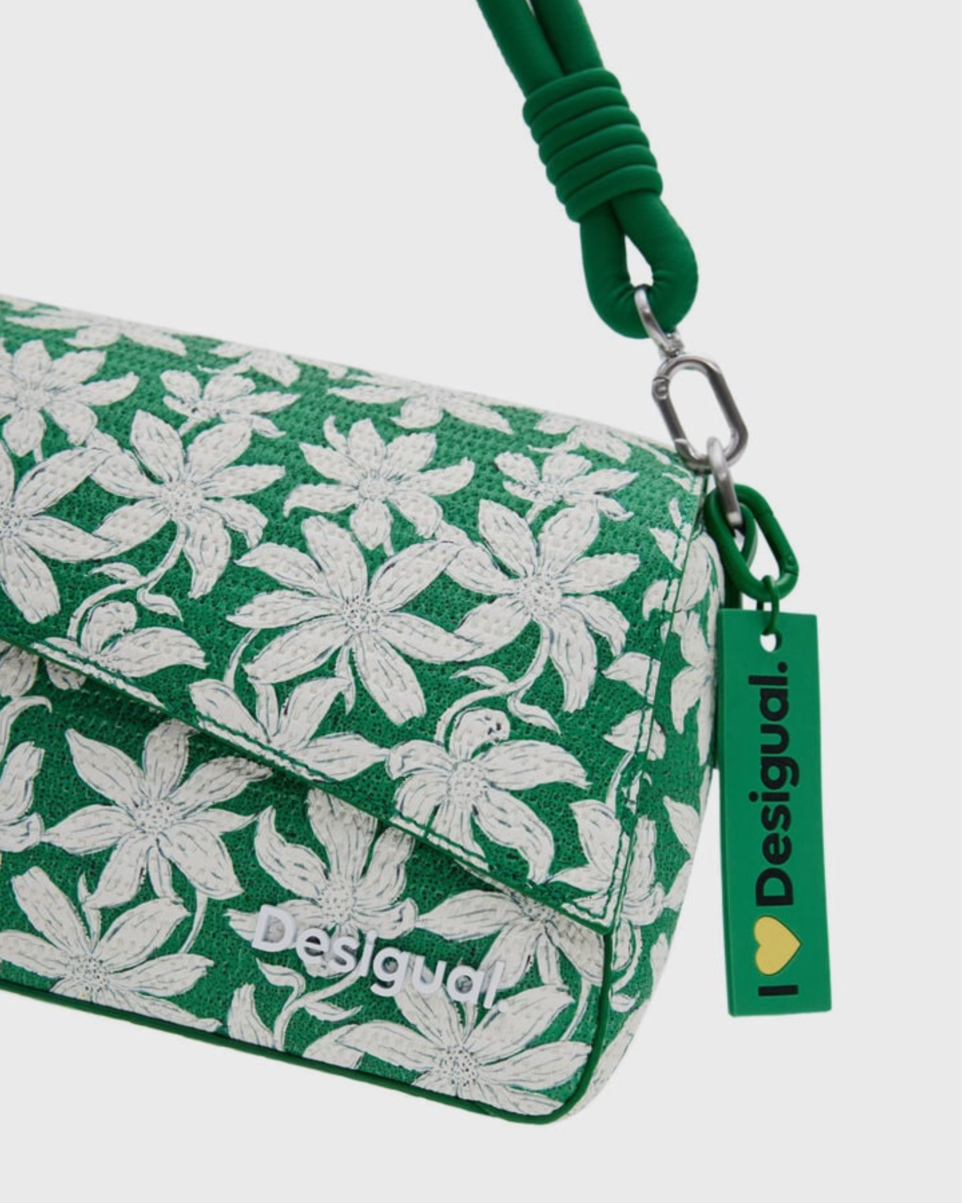 Дамска чанта за рамо с флорални мотиви Women’s S textured floral shoulder bag Desigual 24SAXP164014U Green