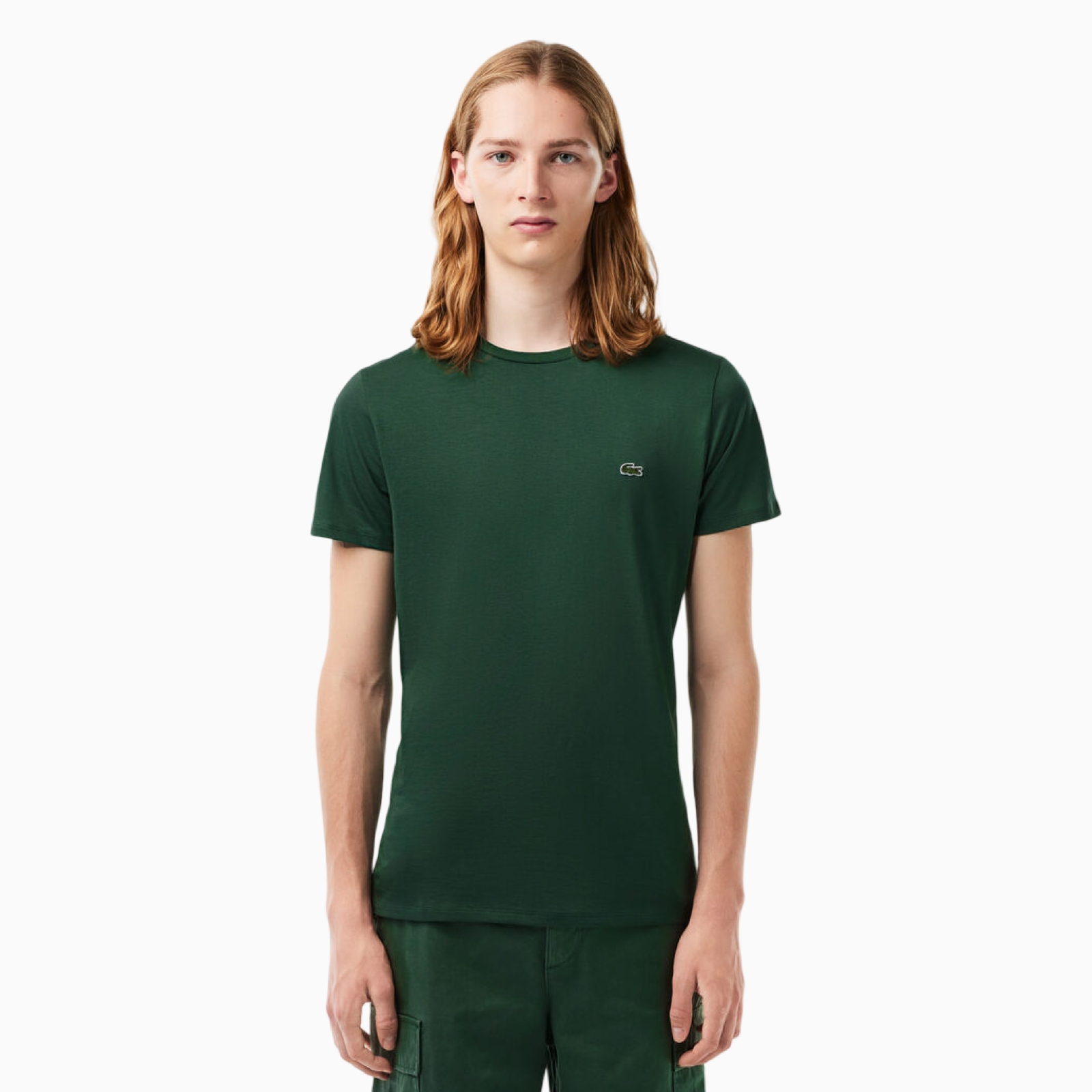 Мъжка зелена тениска Lacoste Men T-shirt TH6709-00-SMI Front View