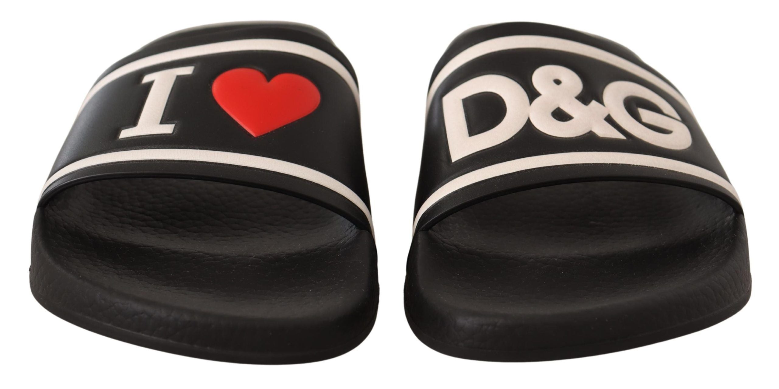 Dolce & Gabbana Елегантни черни кожени плъзгащи се сандали за нея