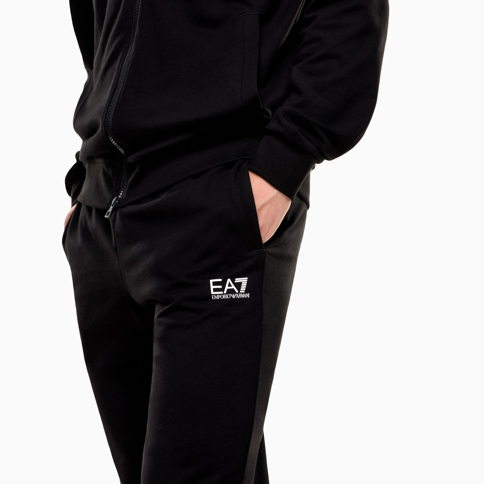 Мъжки черен спортен екип EA7 Emporio Armani Men Tracksuit 8NPV61 PJVRZ 1200 Side View