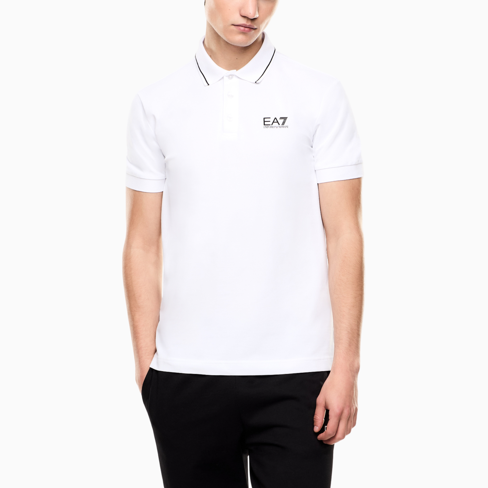 Мъжка бяла поло тениска EA7 Emporio Armani Men Polo 8NPF16 PJVUZ 1100 Front View