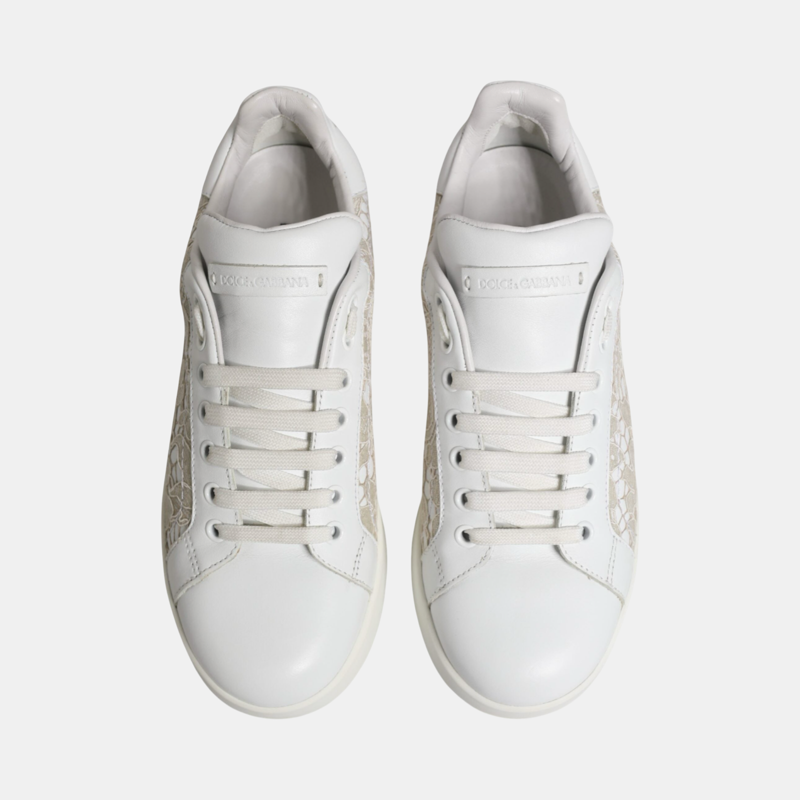 Dolce & Gabbana Lace Insert Portofino Women Sneakers Top View