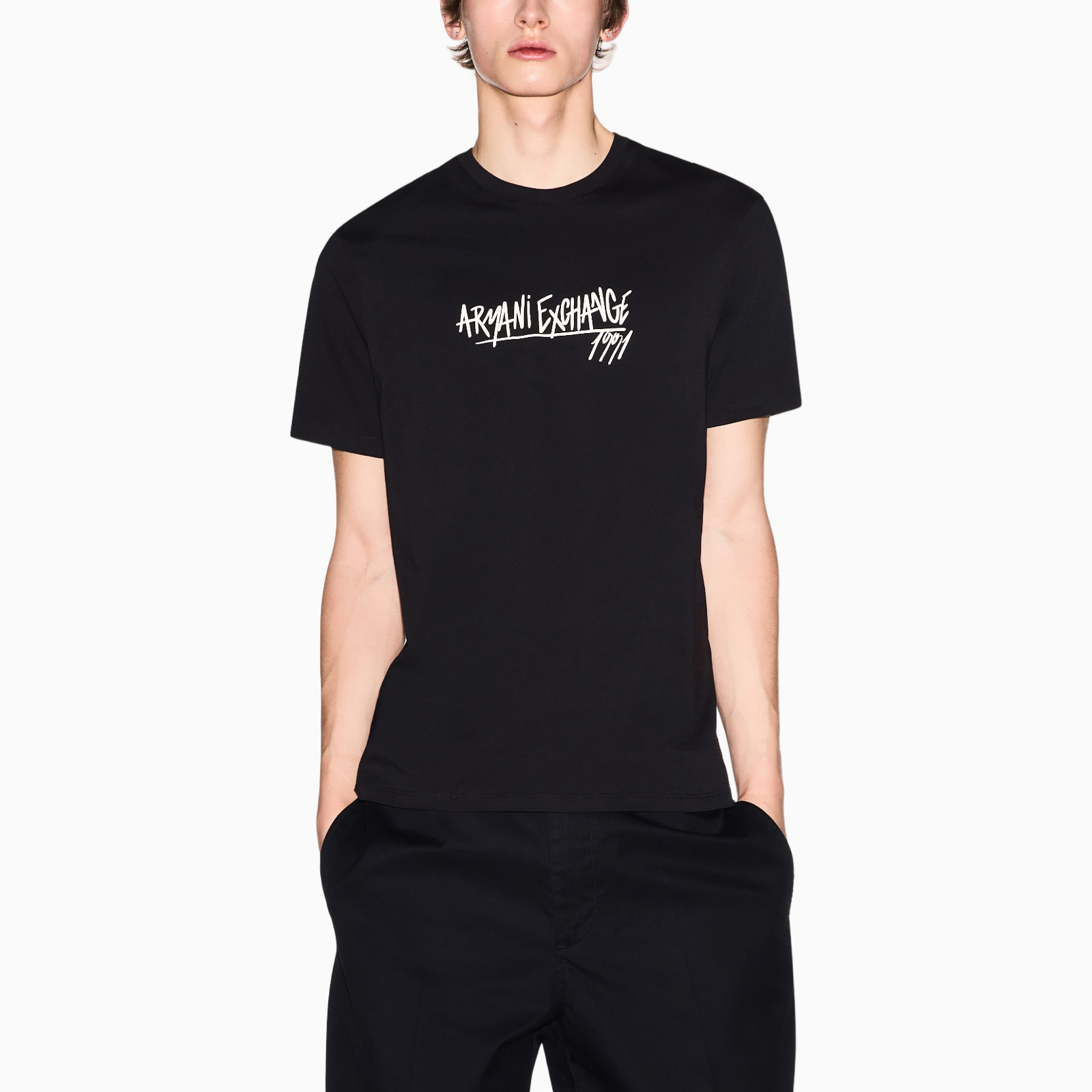 Мъжка черна тениска Armani Exchange Men T-shirt XM002789 AF10356 UC001 Front View