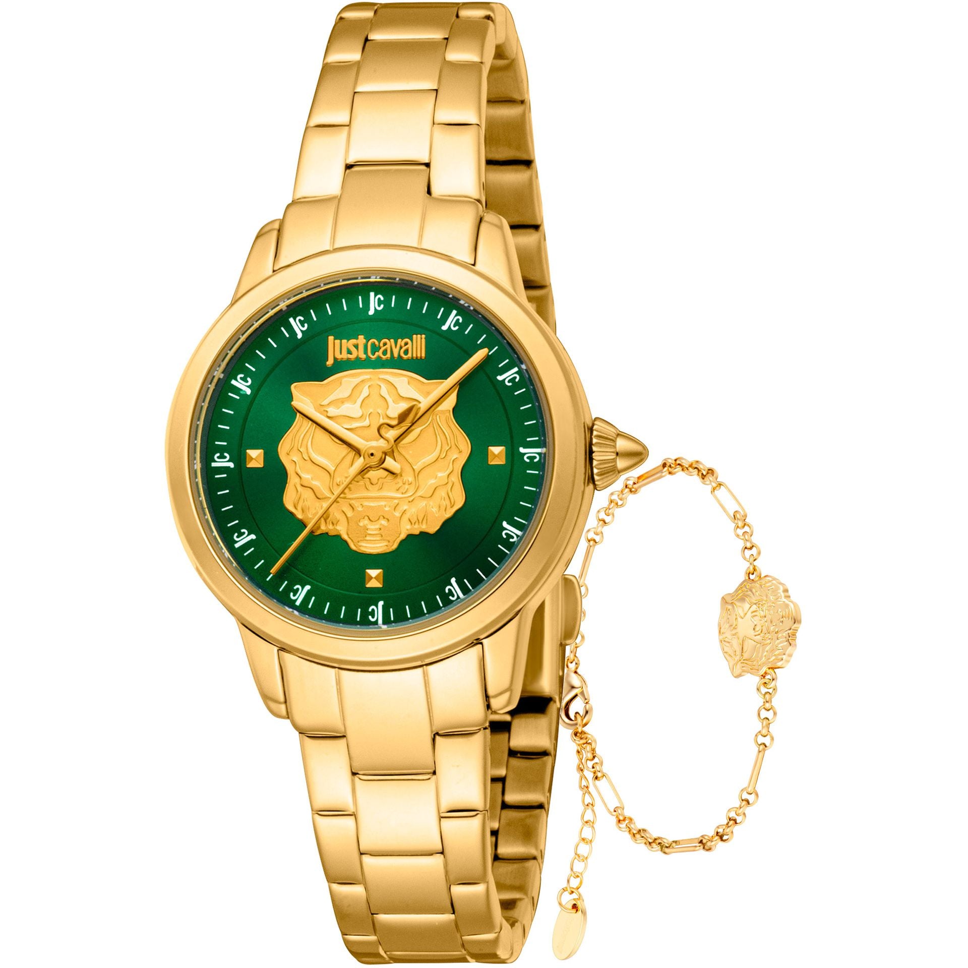 Комплект дамски часовник и гривна Women’s watch Just Cavalli SET Dolce
JC1L334M0065 Yellow Gold Green