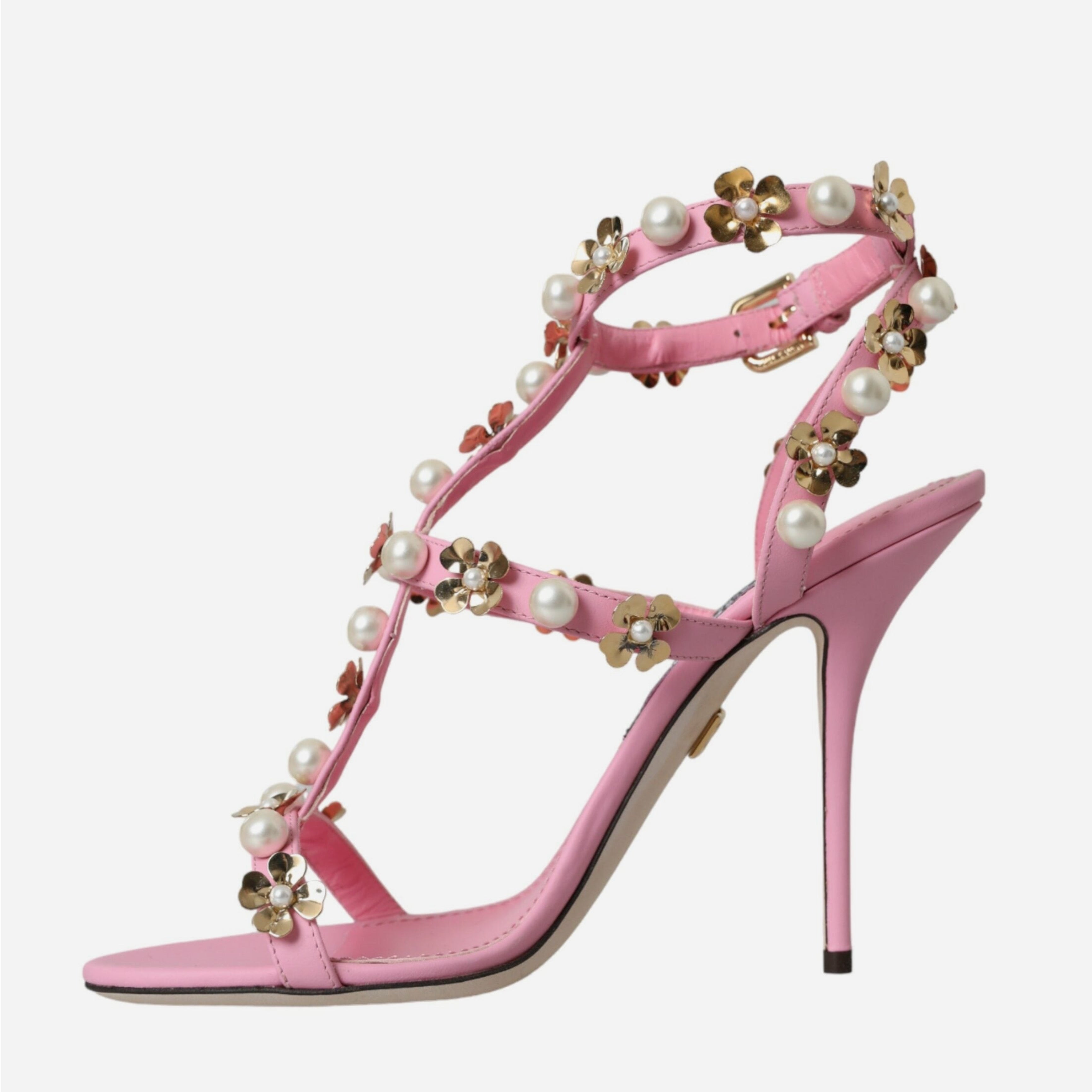Дамски кожени сандали с перли в розово DOLCE & GABBANA
Women’s Pink Embellished Heels Sandals