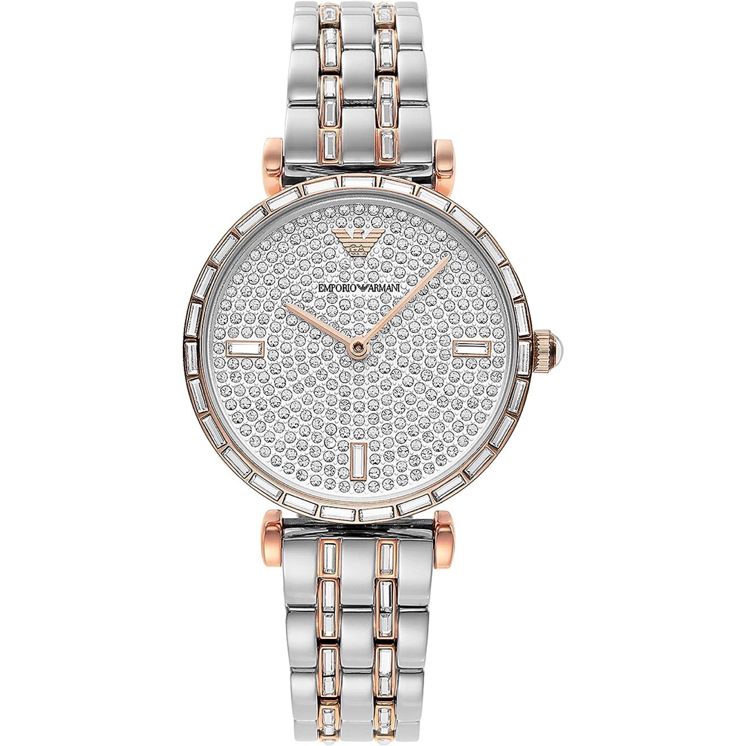 Emporio Armani Елегантен двуцветен часовник Crystal Pave