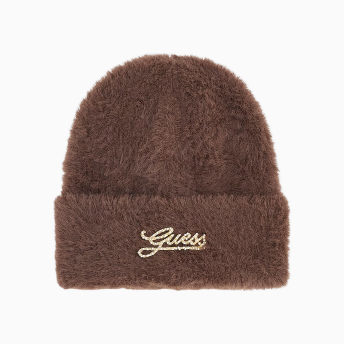 Дамска кафява зимна шапка Guess Women Knitted Beanie AW5633POL01 BTC Front View