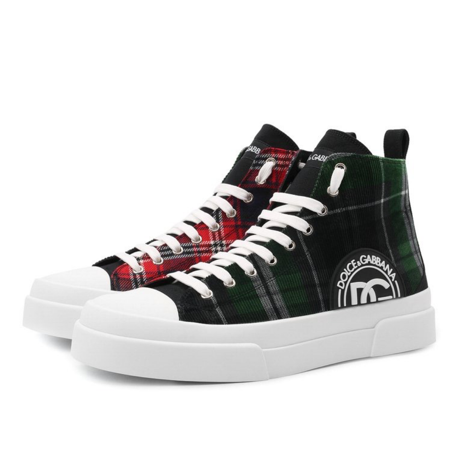Dolce & Gabbana Multicolor Cotton High Top Men Sneakers CS1889 AO789 Lateral View