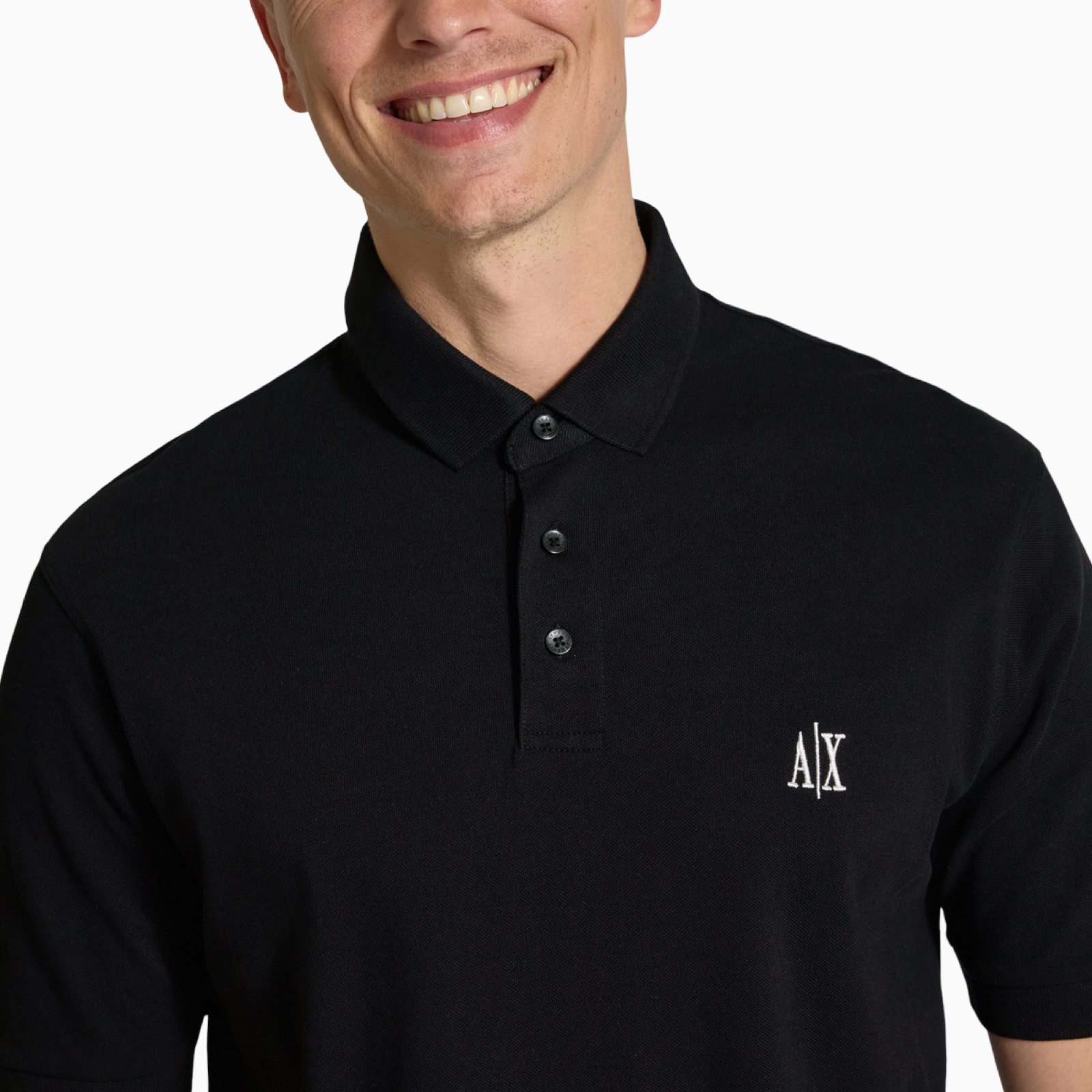 Мъжка черна поло тениска Armani Exchange Men Polo XM000367 AF13022 UC001 Close-Up