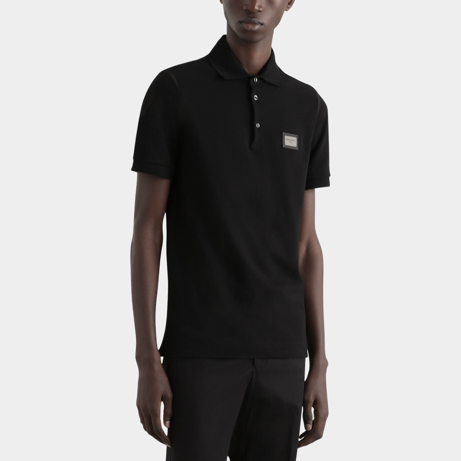 Dolce & Gabbana Black Cotton Polo Shirt G8PL4TG7P1DN0000 Front View