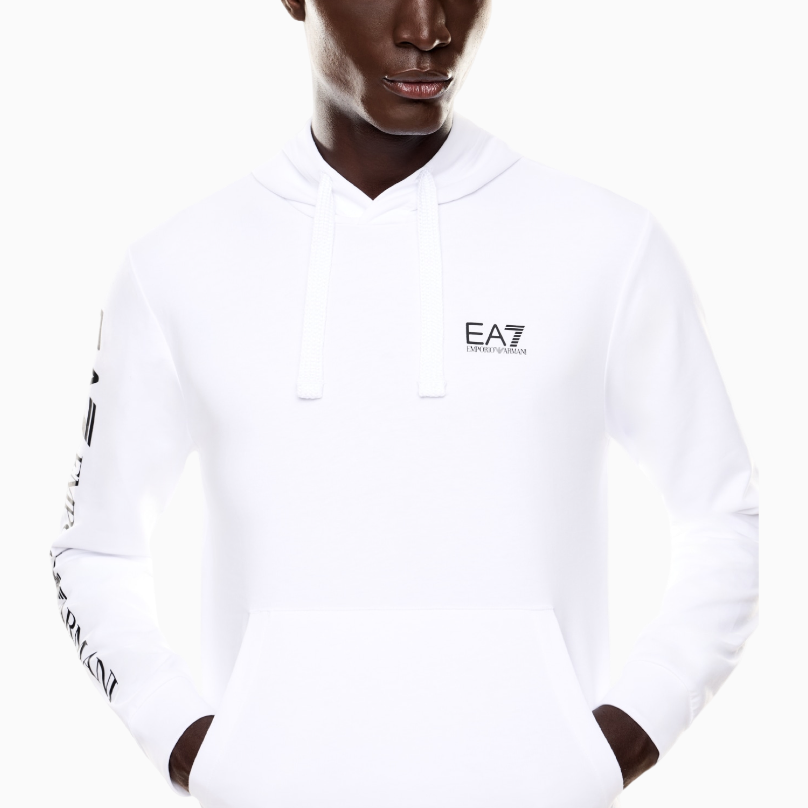 Мъжко бяло худи EA7 Emporio Armani Men Sweatshirt 7M000570 AF10377 Close-Up