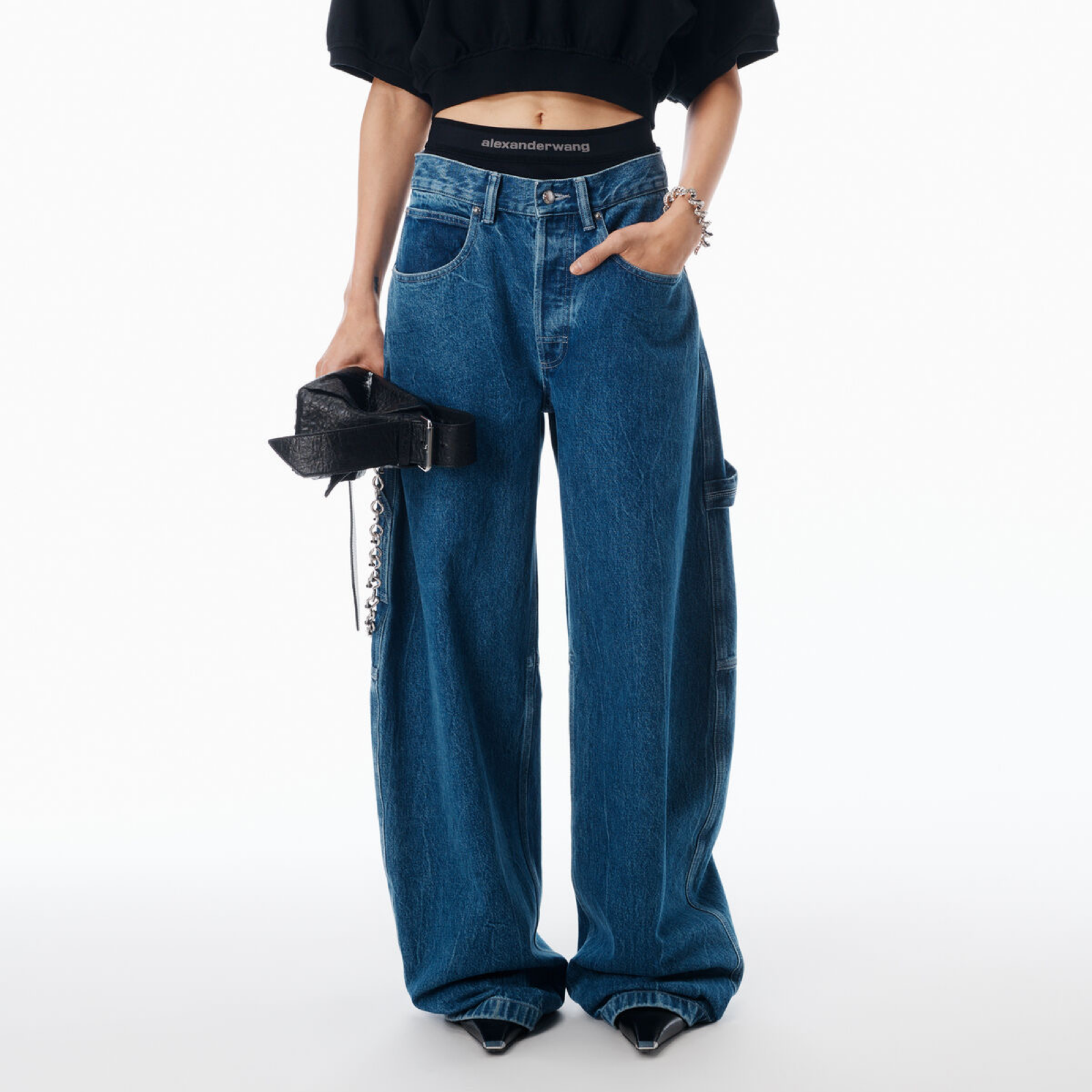 Alexander Wang Pre-Styled Mid-Rise Jeans 4DC1264967401 Front View