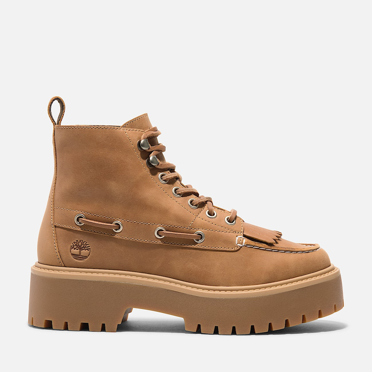 Women’s Stone Street Mid 7-Eye Platform Ankle Boots Timberland TB0A27YZEN1 Wheat Full-Grain lateral view