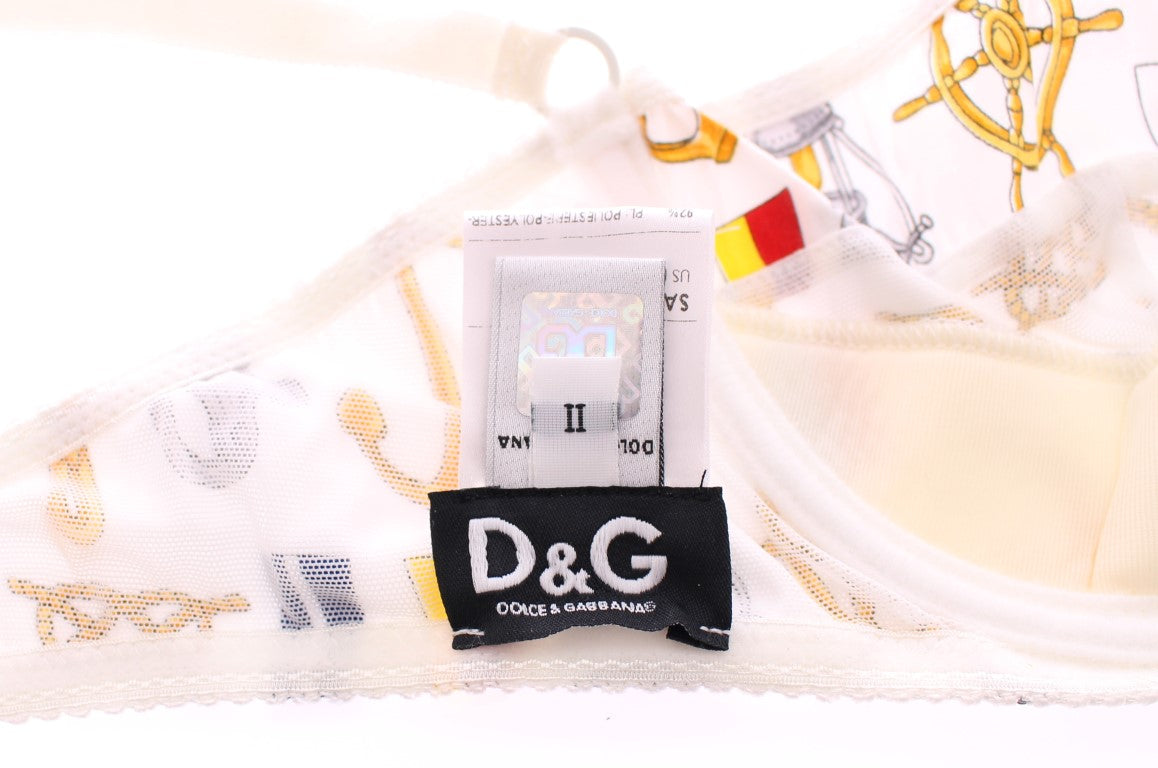 Dolce & Gabbana Елегантен бял комплект бельо с морски принт