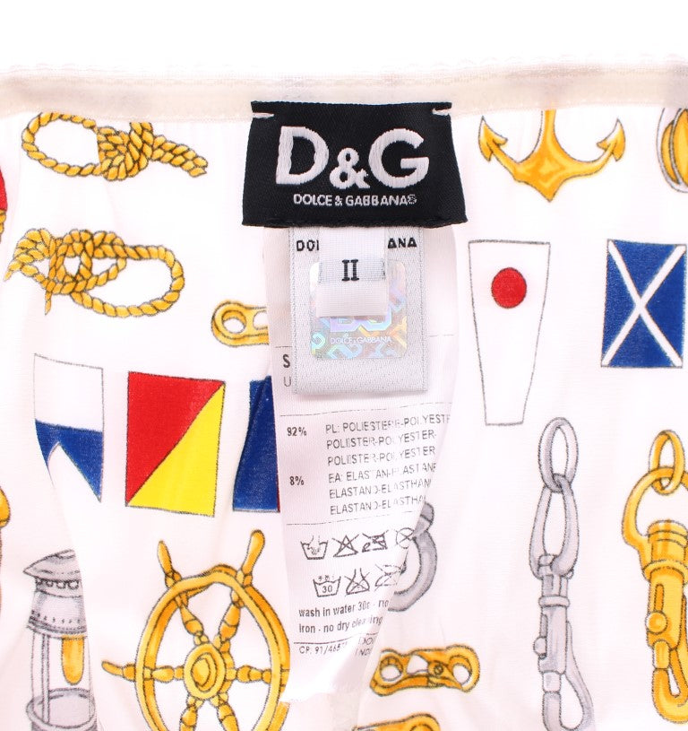 Dolce & Gabbana Елегантен бял комплект бельо с морски принт